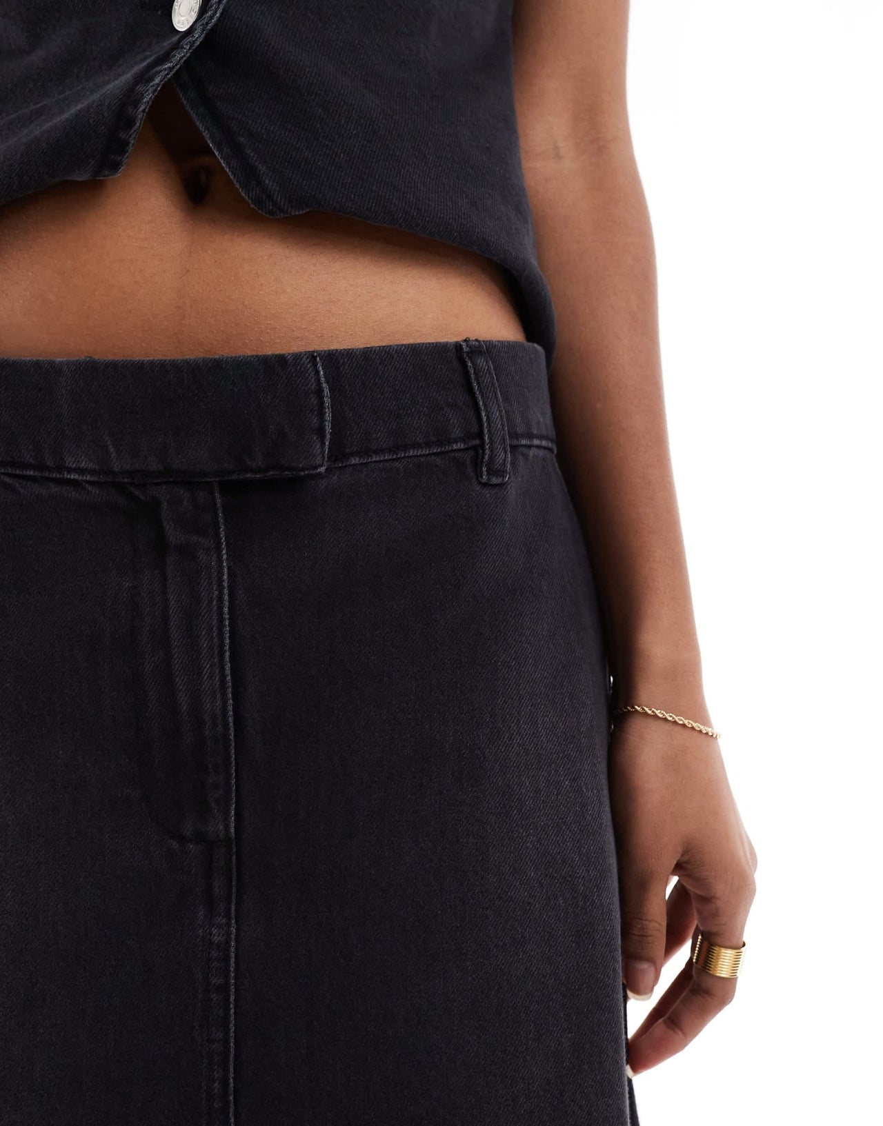 ASOS DESIGN denim tailored skirt in washed black co - ord - ASOS Sample Sale EU Store