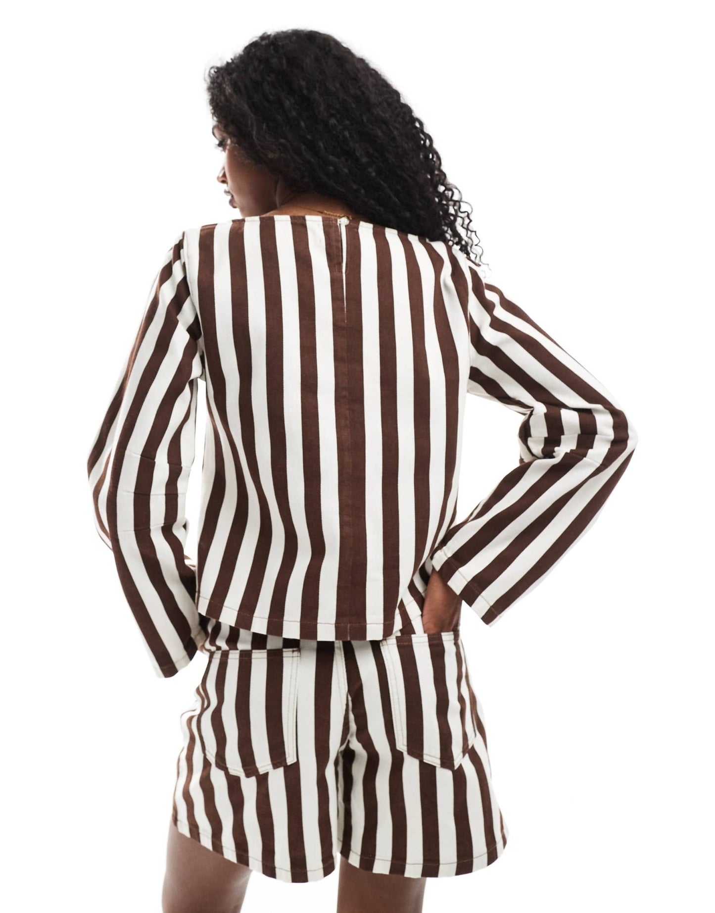ASOS DESIGN denim top with cocoon sleeve in wide stripe - ASOS Sample Sale EU Store