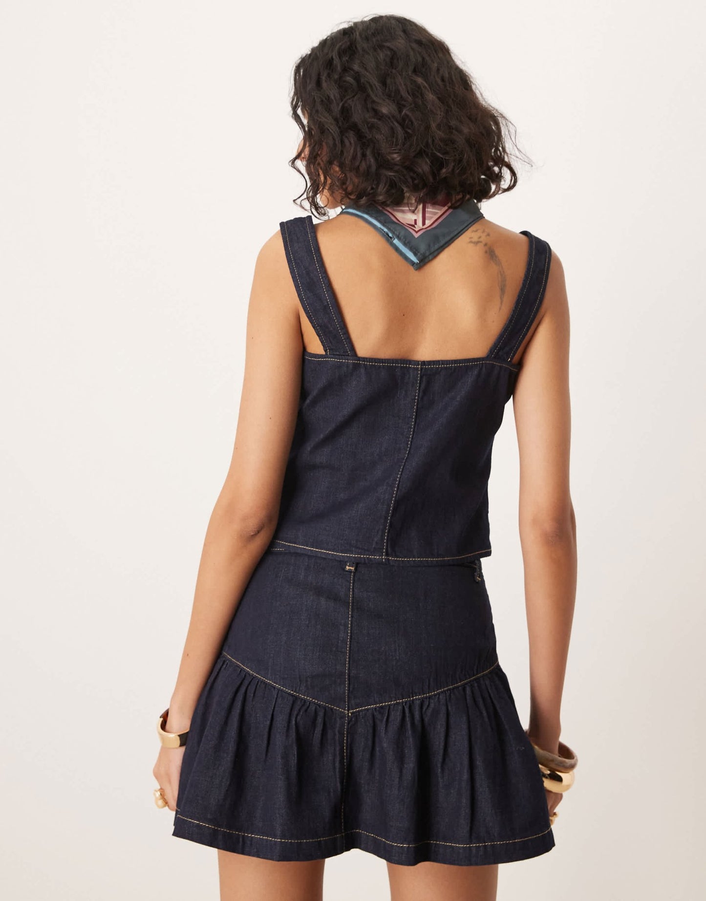 ASOS DESIGN denim under bust seam corset top co - ord in indigo rinse - ASOS Sample Sale EU Store