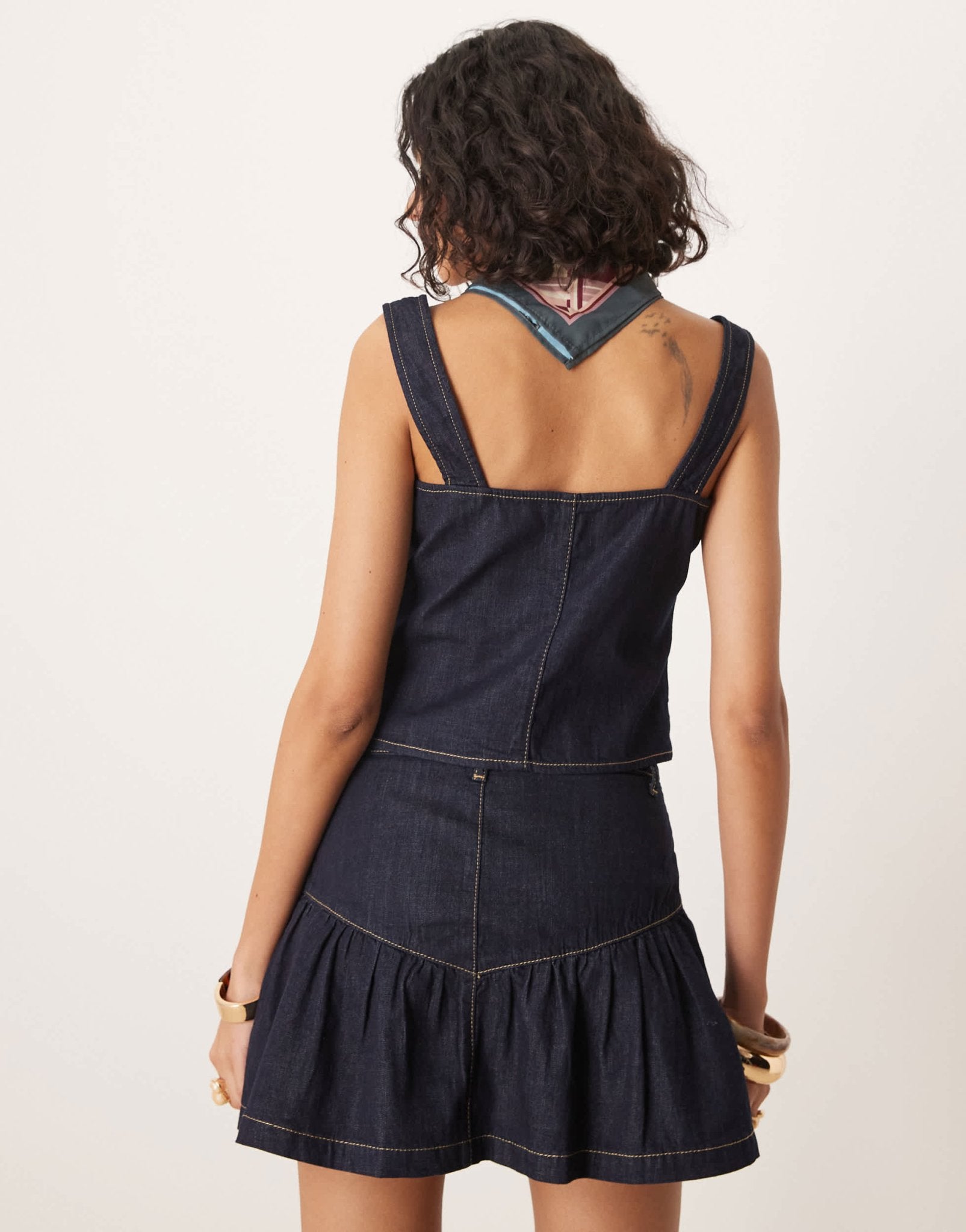ASOS DESIGN denim under bust seam corset top co - ord in indigo rinse - ASOS Sample Sale EU Store