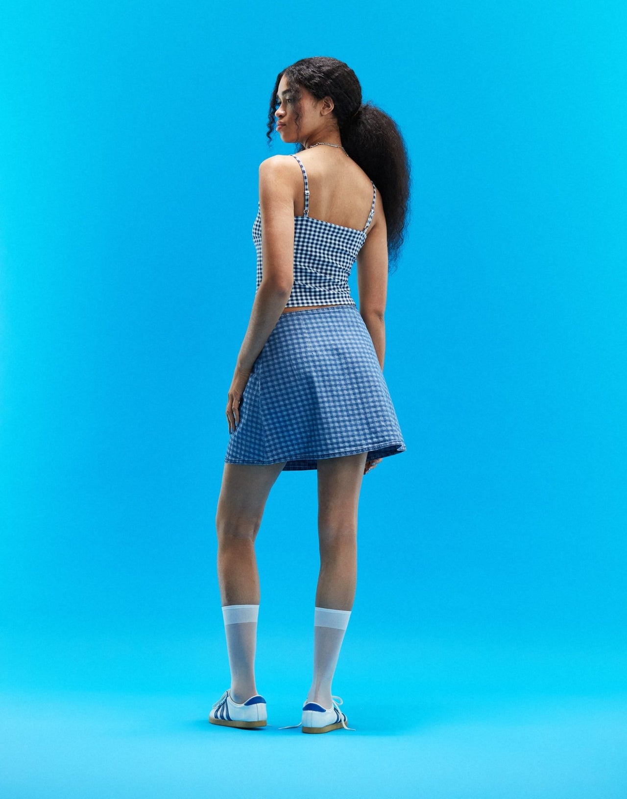 ASOS DESIGN denim wrap mini skirt in blue gingham print - ASOS Sample Sale EU Store