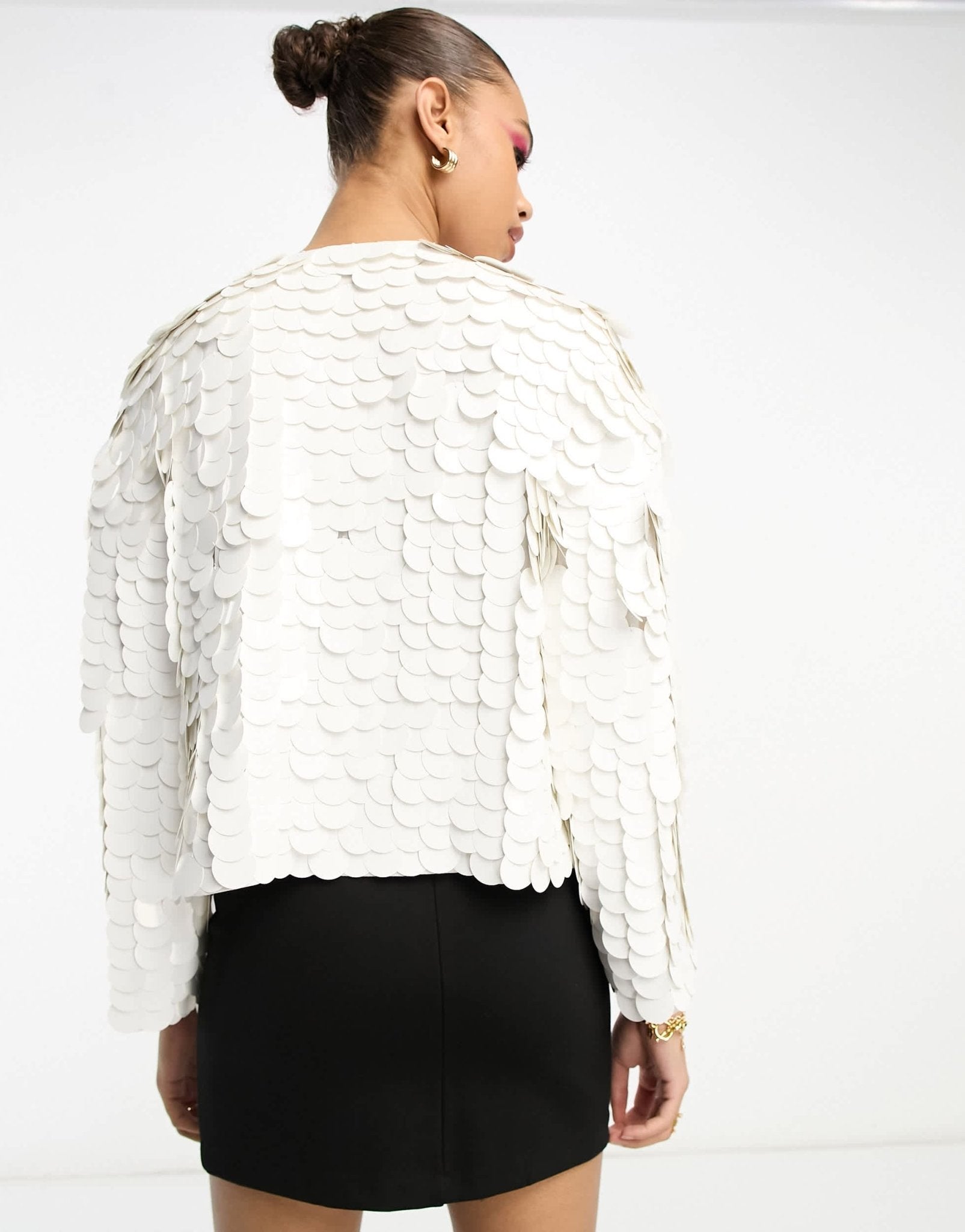 ASOS DESIGN disc sequin festival jacket in white - ASOS Sample Sale EU Store