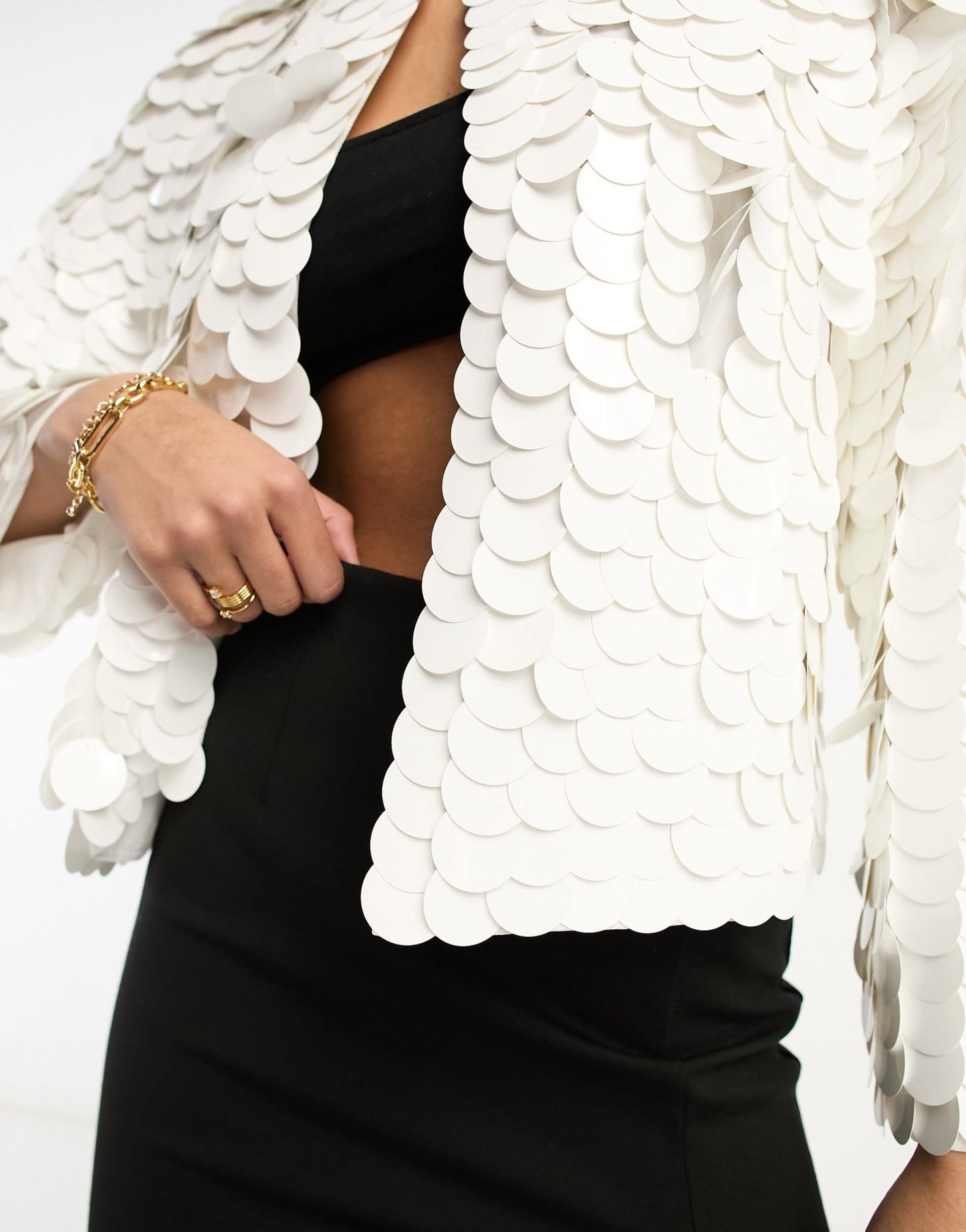ASOS DESIGN disc sequin festival jacket in white - ASOS Sample Sale EU Store