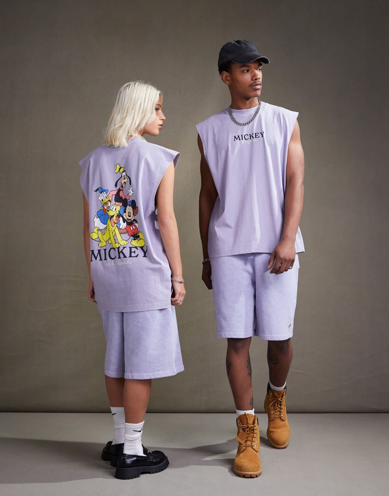 ASOS DESIGN Disney unisex oversized vest with Mickey Mouse & Friends prints in washed purple - ASOS Sample Sale EU Store