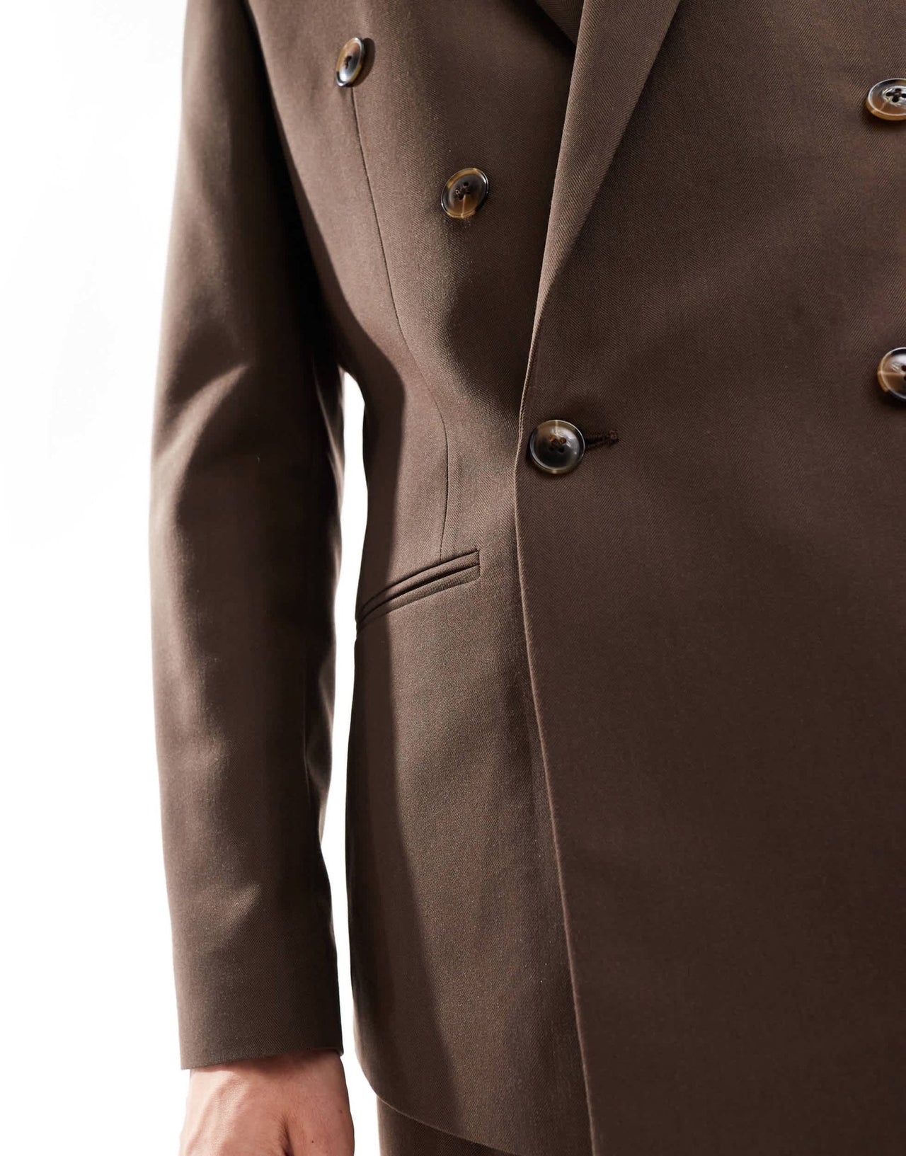ASOS DESIGN double breasted herringbone suit jacket in brown - ASOS Sample Sale EU Store