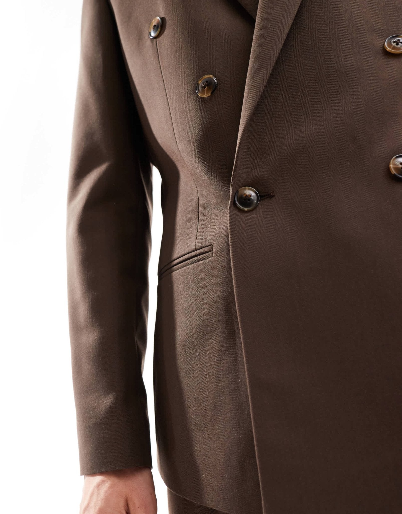ASOS DESIGN double breasted herringbone suit jacket in brown - ASOS Sample Sale EU Store