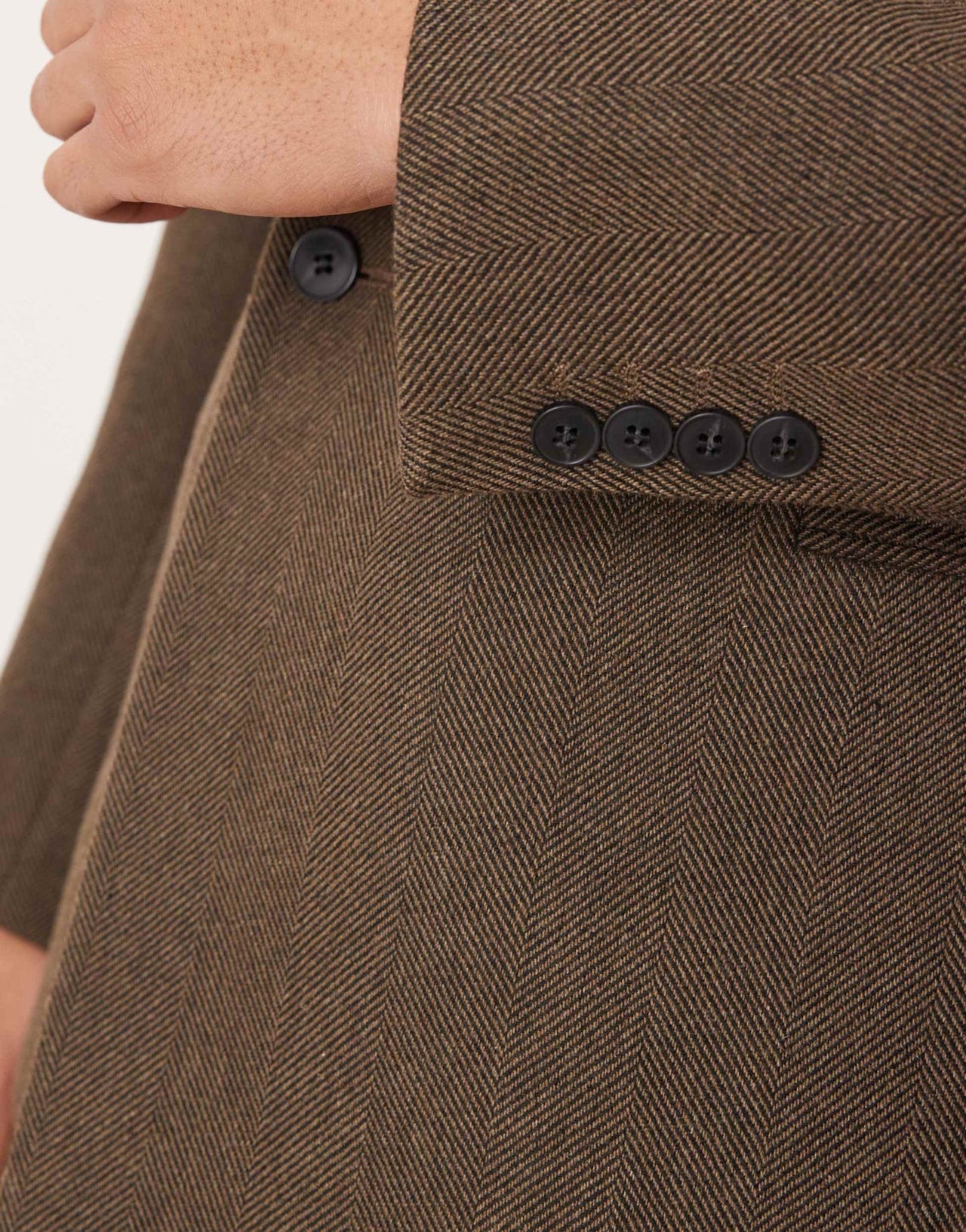 ASOS DESIGN double breasted regular suit jacket in brown herringbone wool - ASOS Sample Sale EU Store