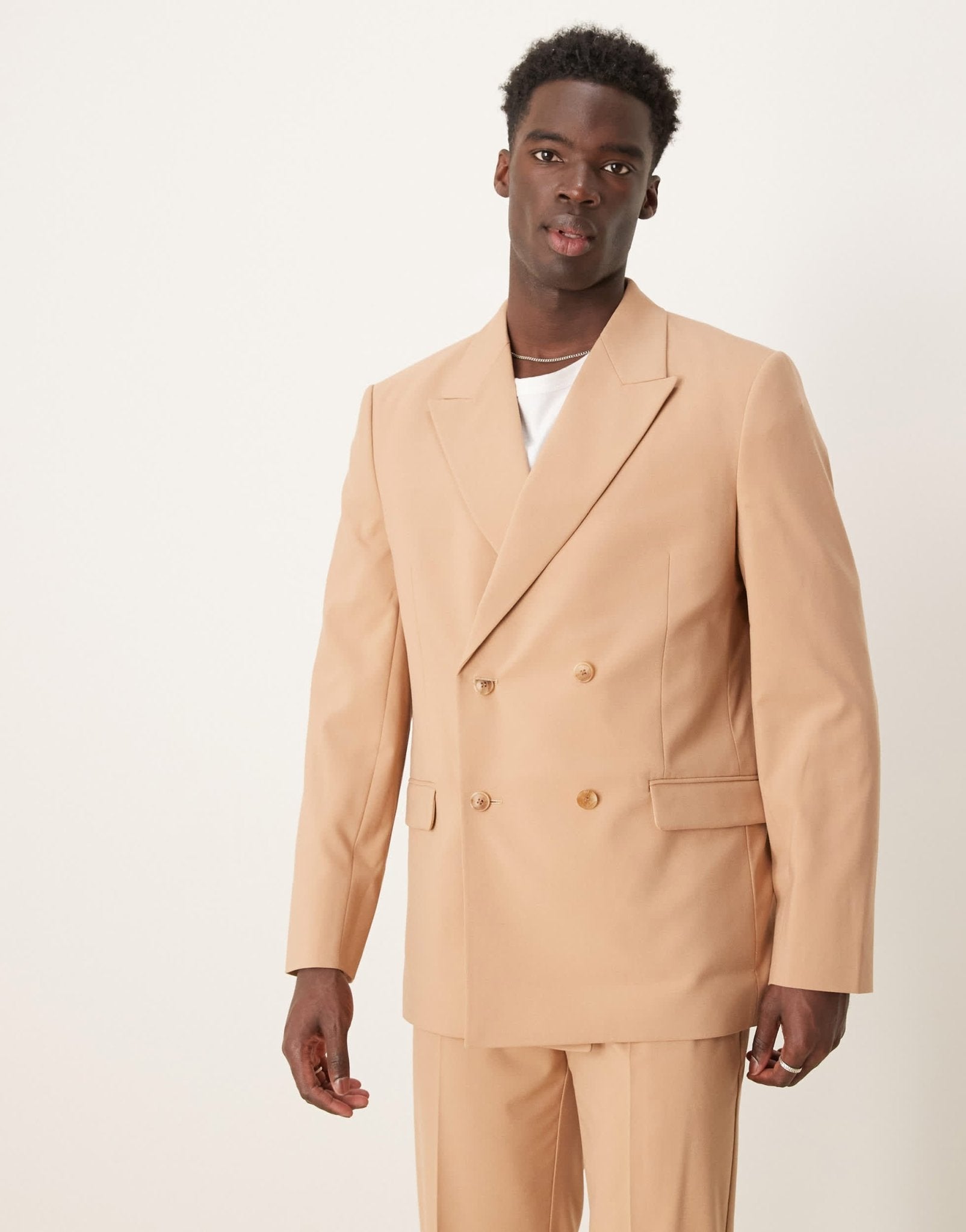 ASOS DESIGN double breasted relaxed suit jacket in camel - ASOS Sample Sale EU Store