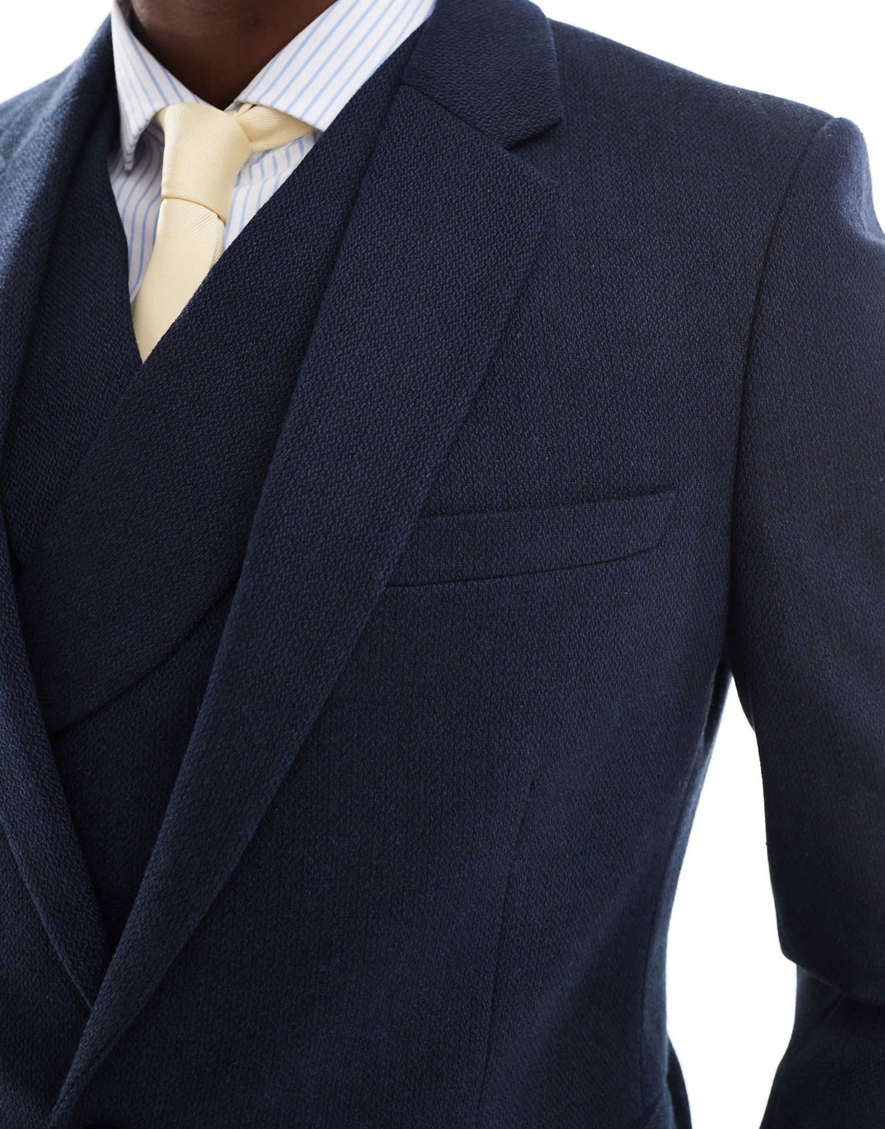 ASOS DESIGN double breasted skinny suit jacket with wool in blue barleyweave - ASOS Sample Sale EU Store
