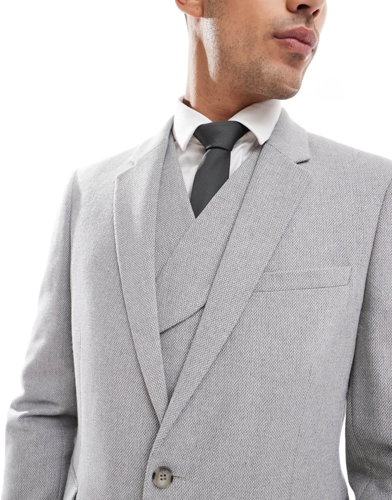 ASOS DESIGN double breasted skinny suit jacket with wool in grey - GREY - ASOS Sample Sale EU Store