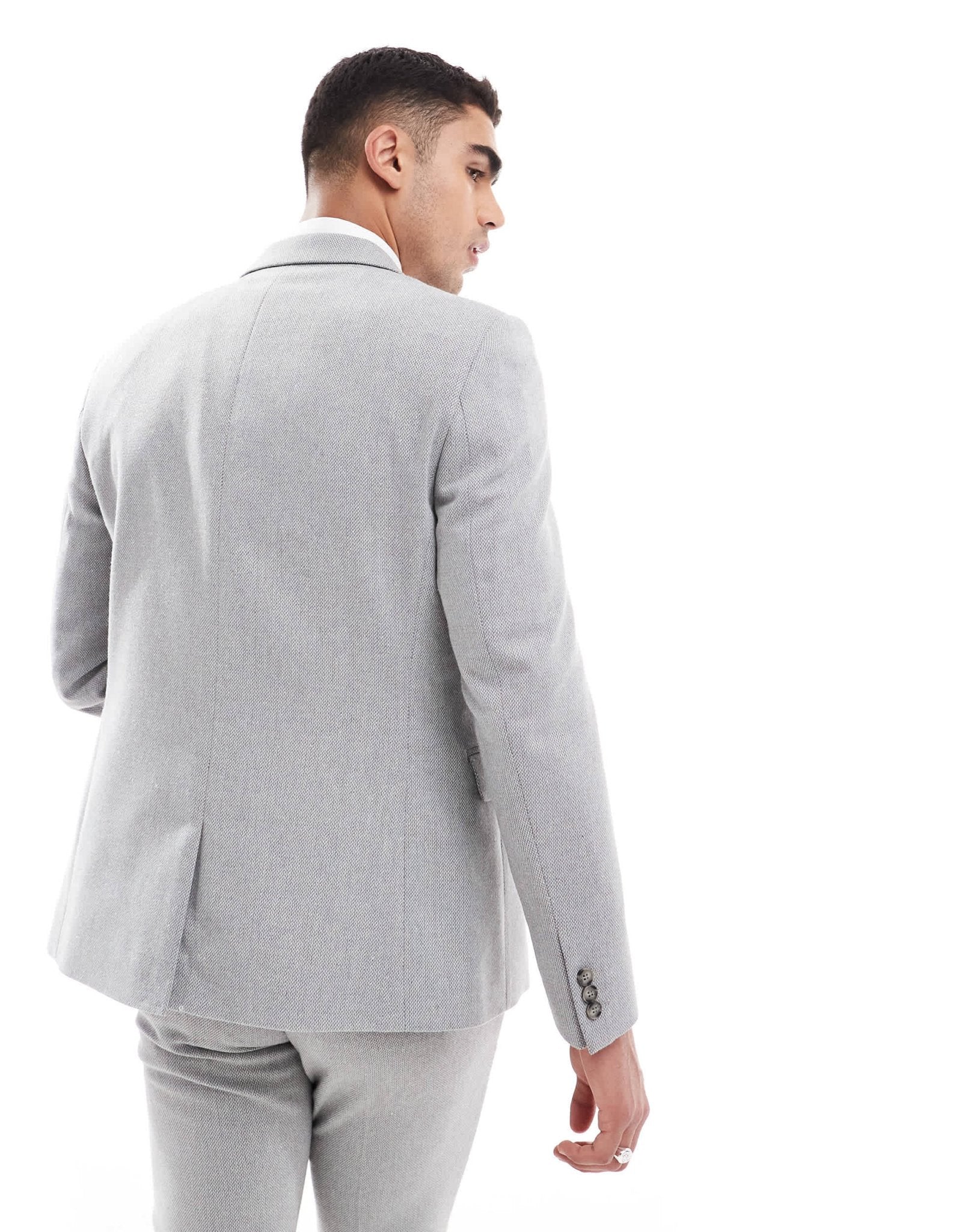 ASOS DESIGN double breasted skinny suit jacket with wool in grey - GREY - ASOS Sample Sale EU Store