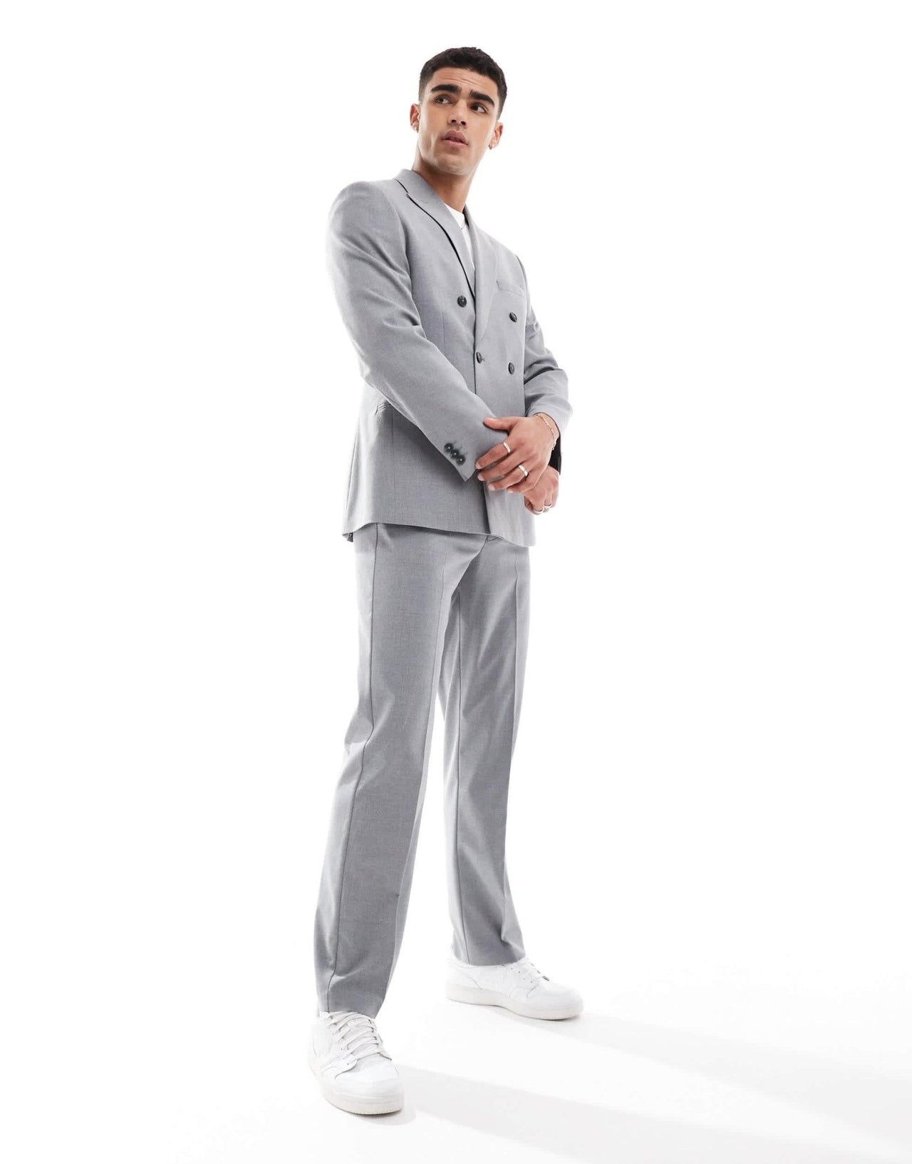 ASOS DESIGN double breasted slim suit jacket in grey - ASOS Sample Sale EU Store