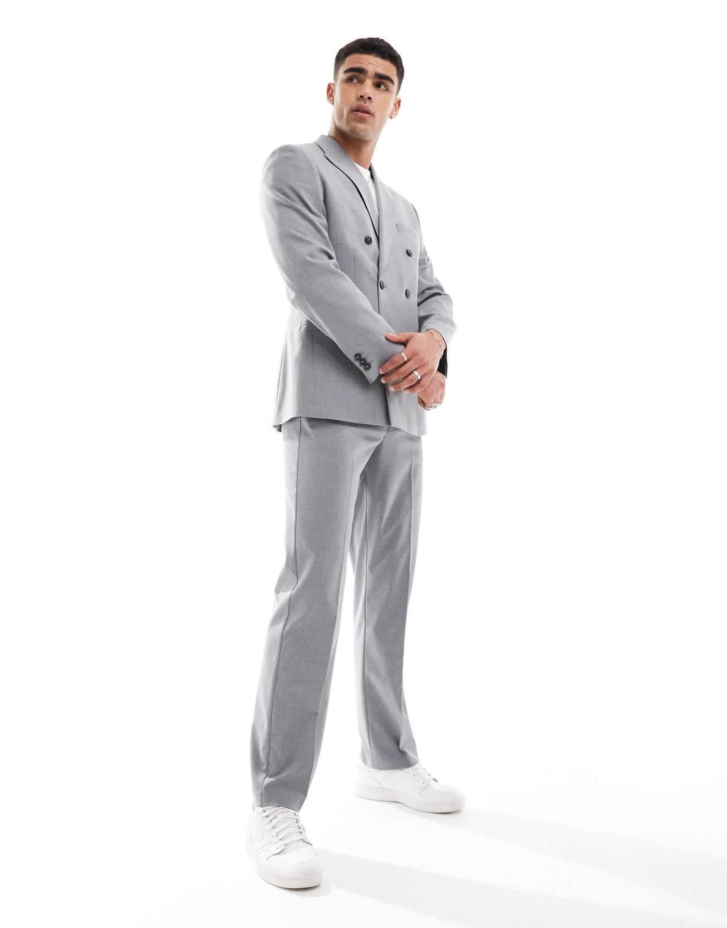 ASOS DESIGN double breasted slim suit jacket in grey - ASOS Sample Sale EU Store