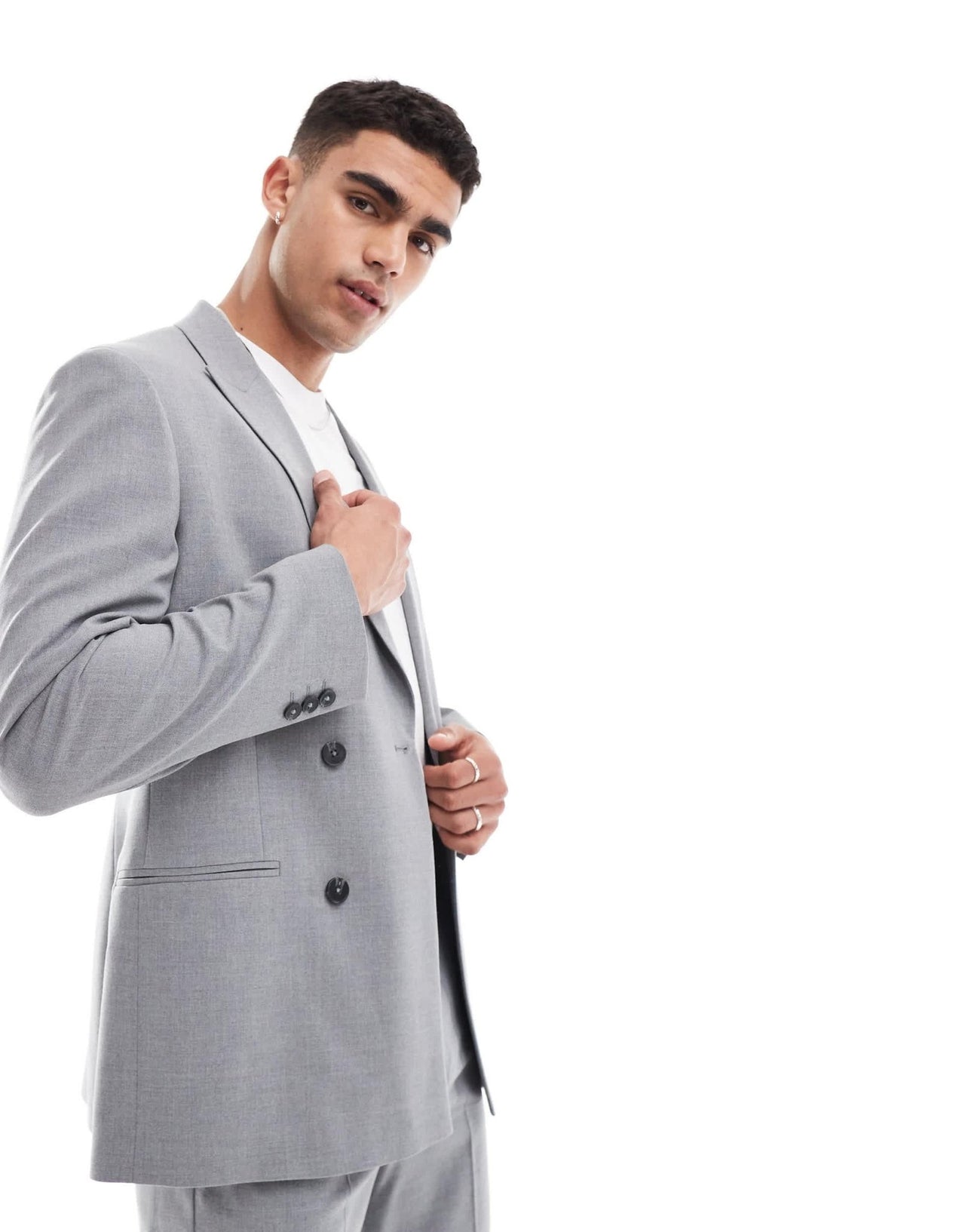 ASOS DESIGN double breasted slim suit jacket in grey - ASOS Sample Sale EU Store