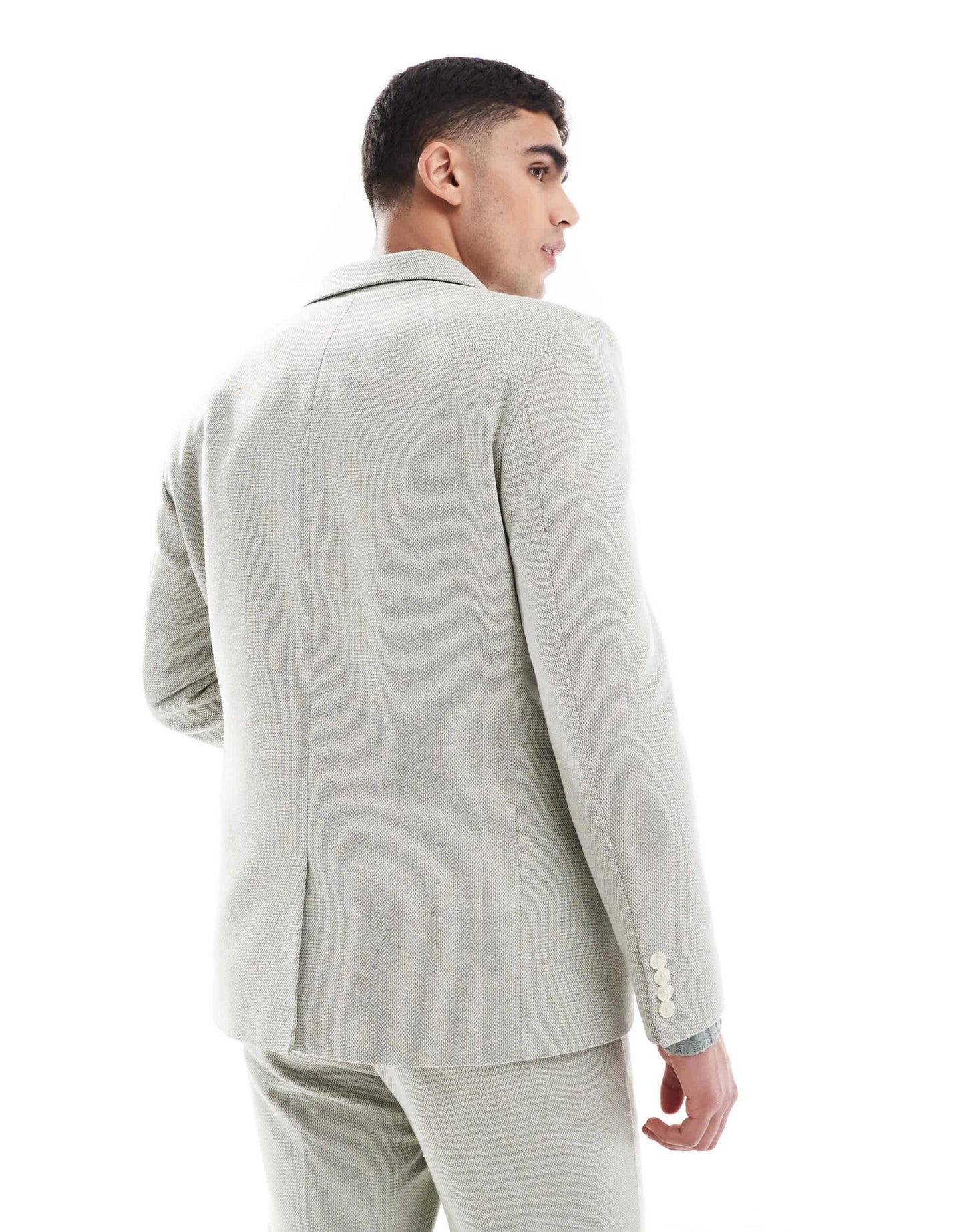 ASOS DESIGN double breasted wool blend regular suit jacket in sage green weave - ASOS Sample Sale EU Store