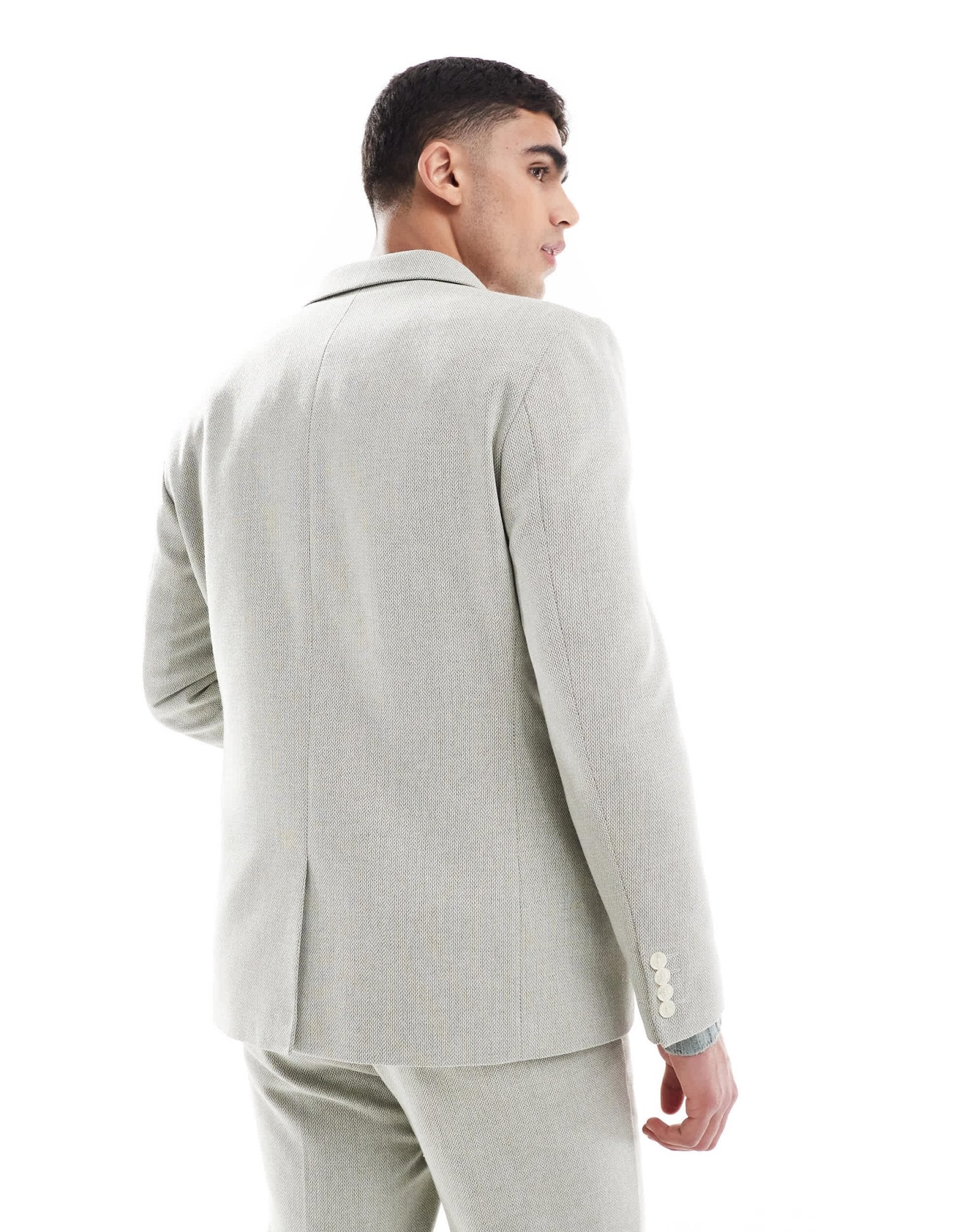 ASOS DESIGN double breasted wool blend regular suit jacket in sage green weave - ASOS Sample Sale EU Store