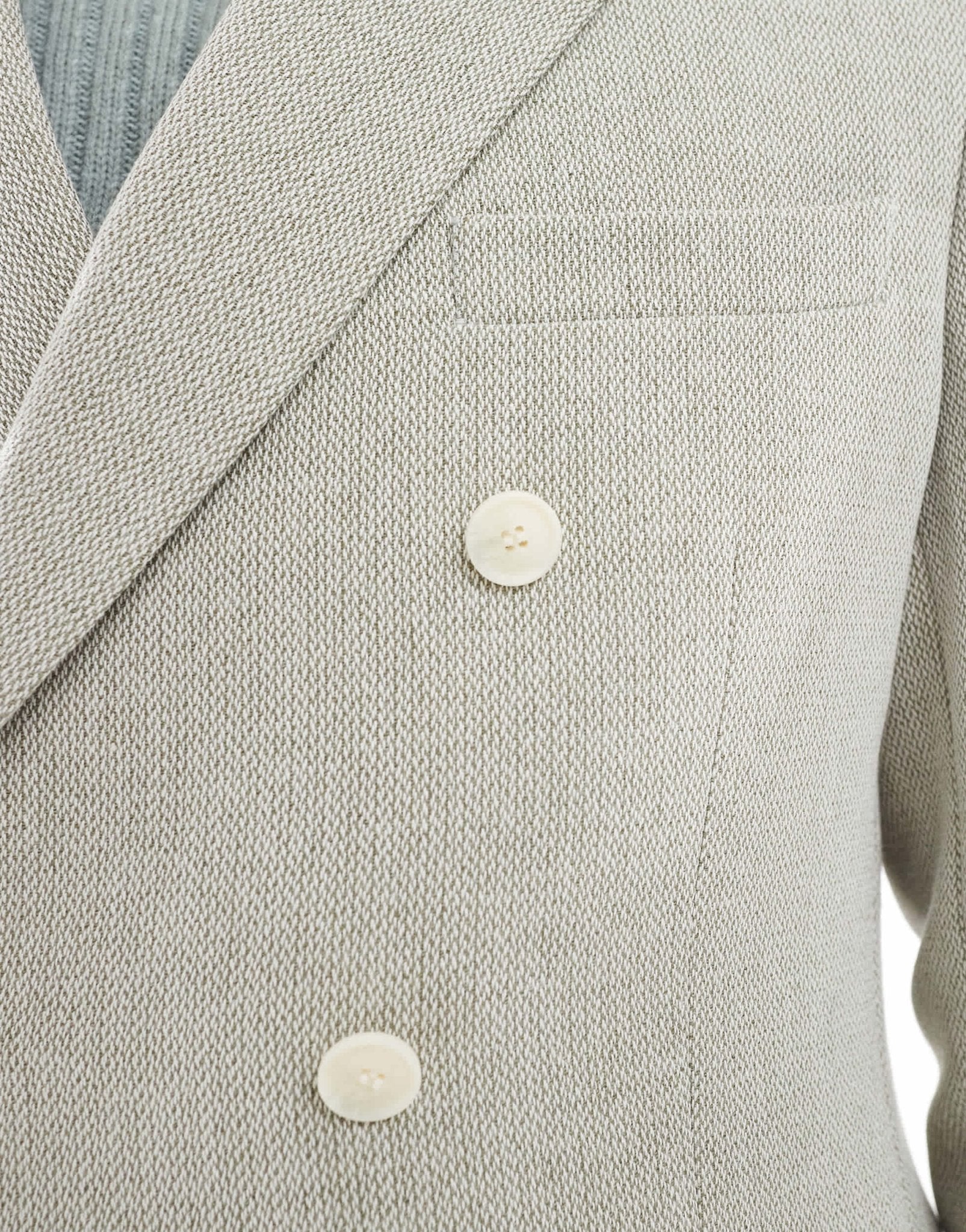 ASOS DESIGN double breasted wool blend regular suit jacket in sage green weave - ASOS Sample Sale EU Store