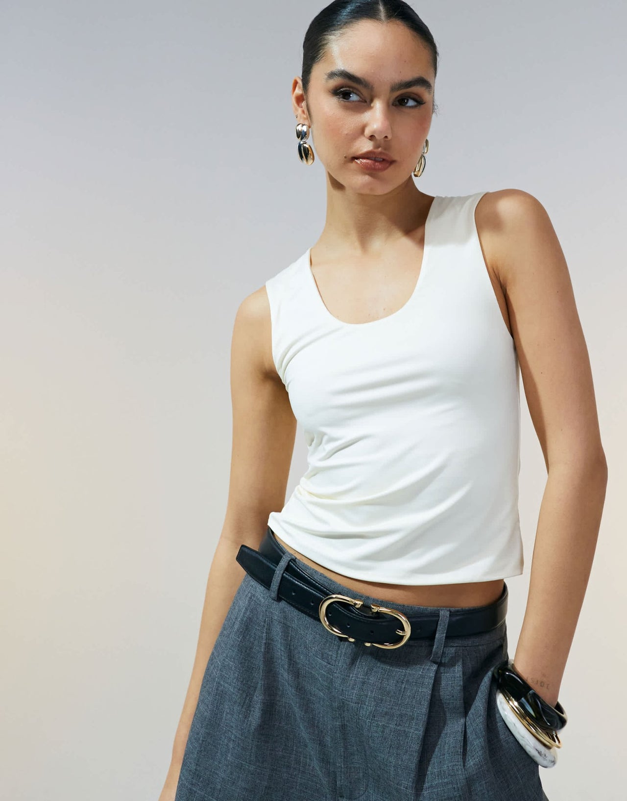 ASOS DESIGN double layer scoop neck vest in cream - ASOS Sample Sale EU Store