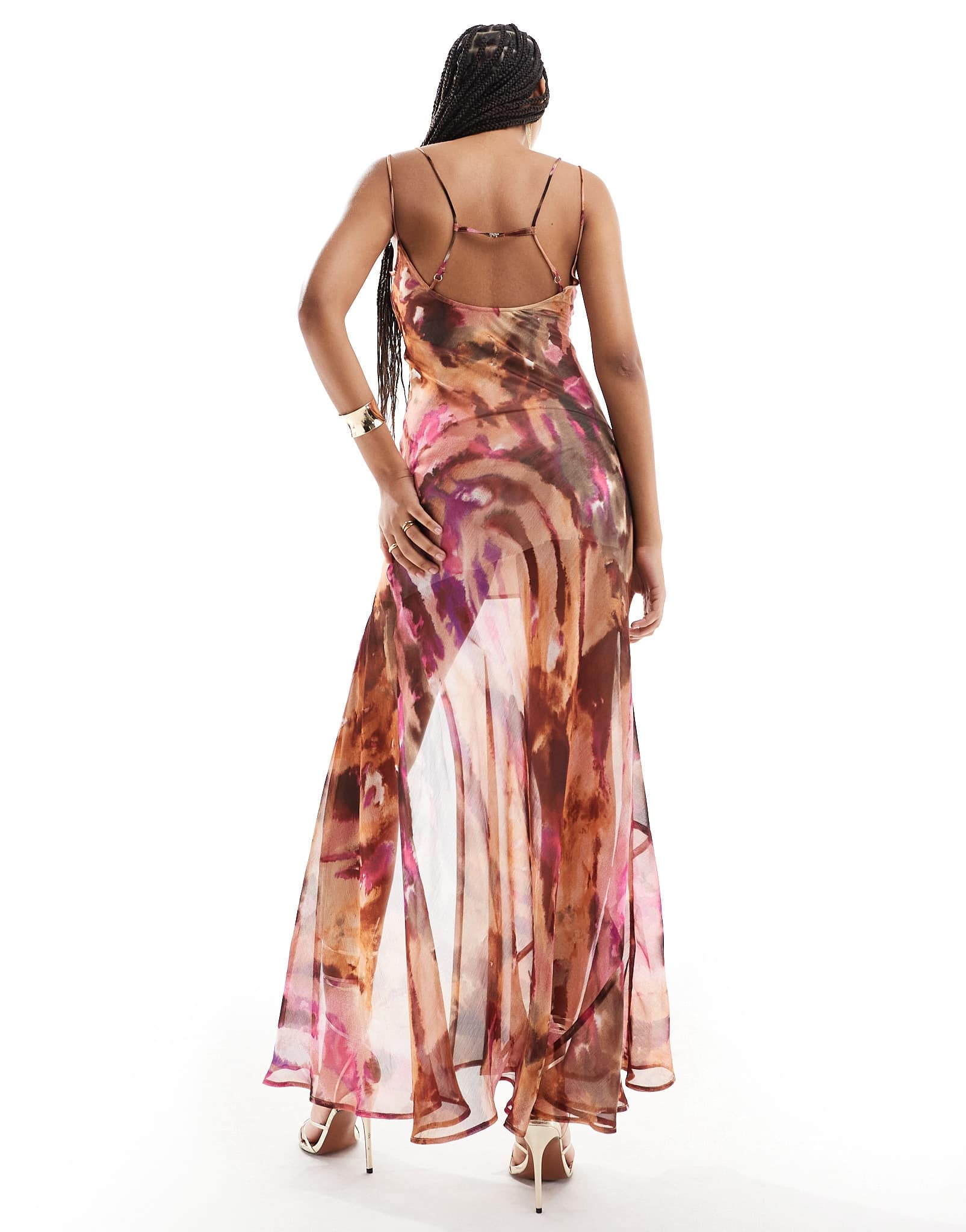 ASOS DESIGN double strap maxi dress with hook and eye split in blurred print - ASOS Sample Sale EU Store