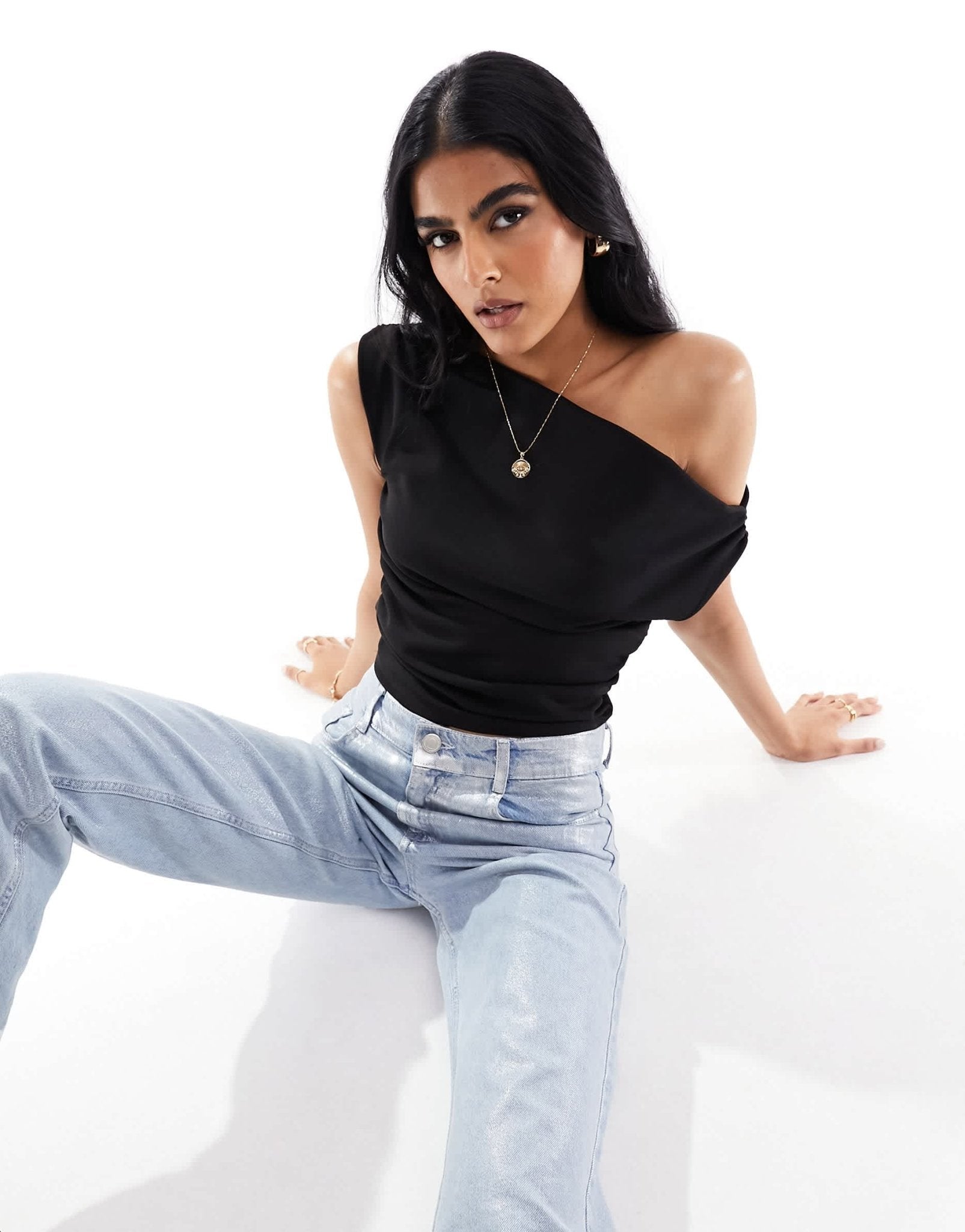 ASOS DESIGN drape top in black - ASOS Sample Sale EU Store