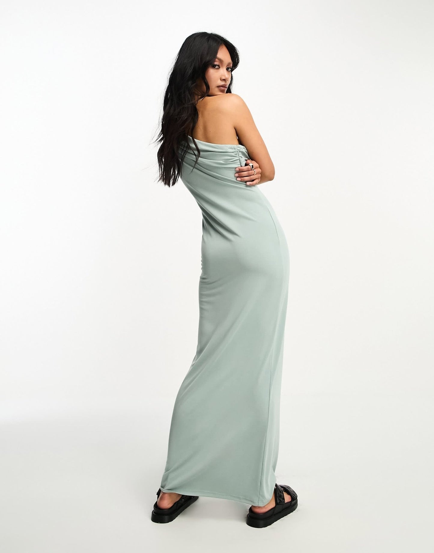 ASOS DESIGN draped one shoulder maxi dress in sage - ASOS Sample Sale EU Store