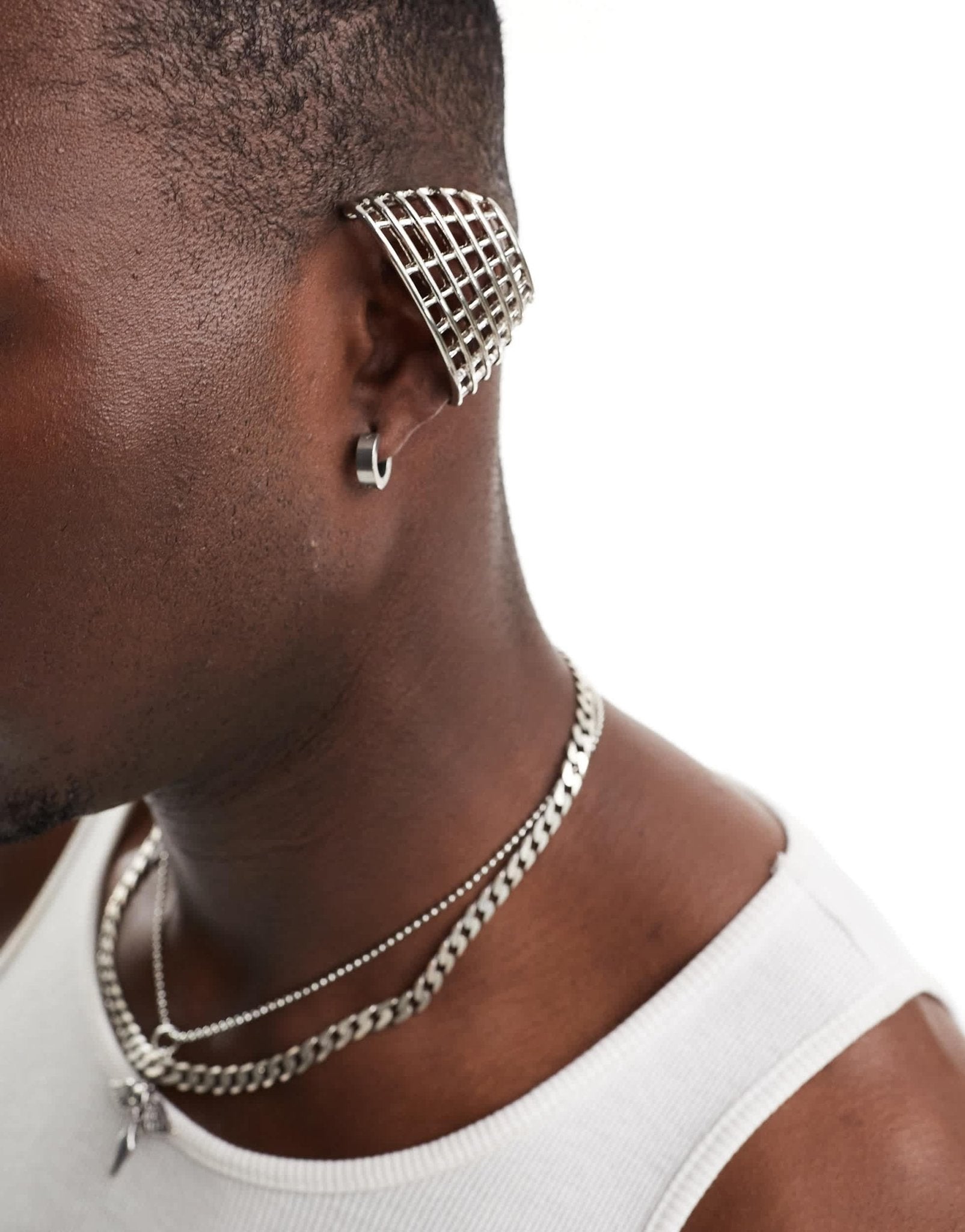 ASOS DESIGN ear cuff with caged design in silver tone - ASOS Sample Sale EU Store