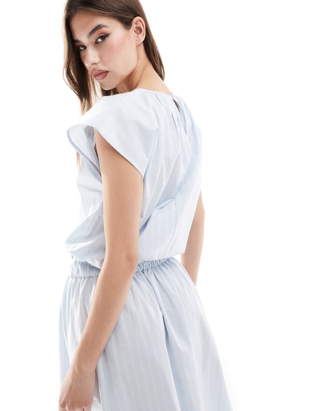 ASOS DESIGN elasticated waist co - ord top in blue and white stripe - ASOS Sample Sale EU Store