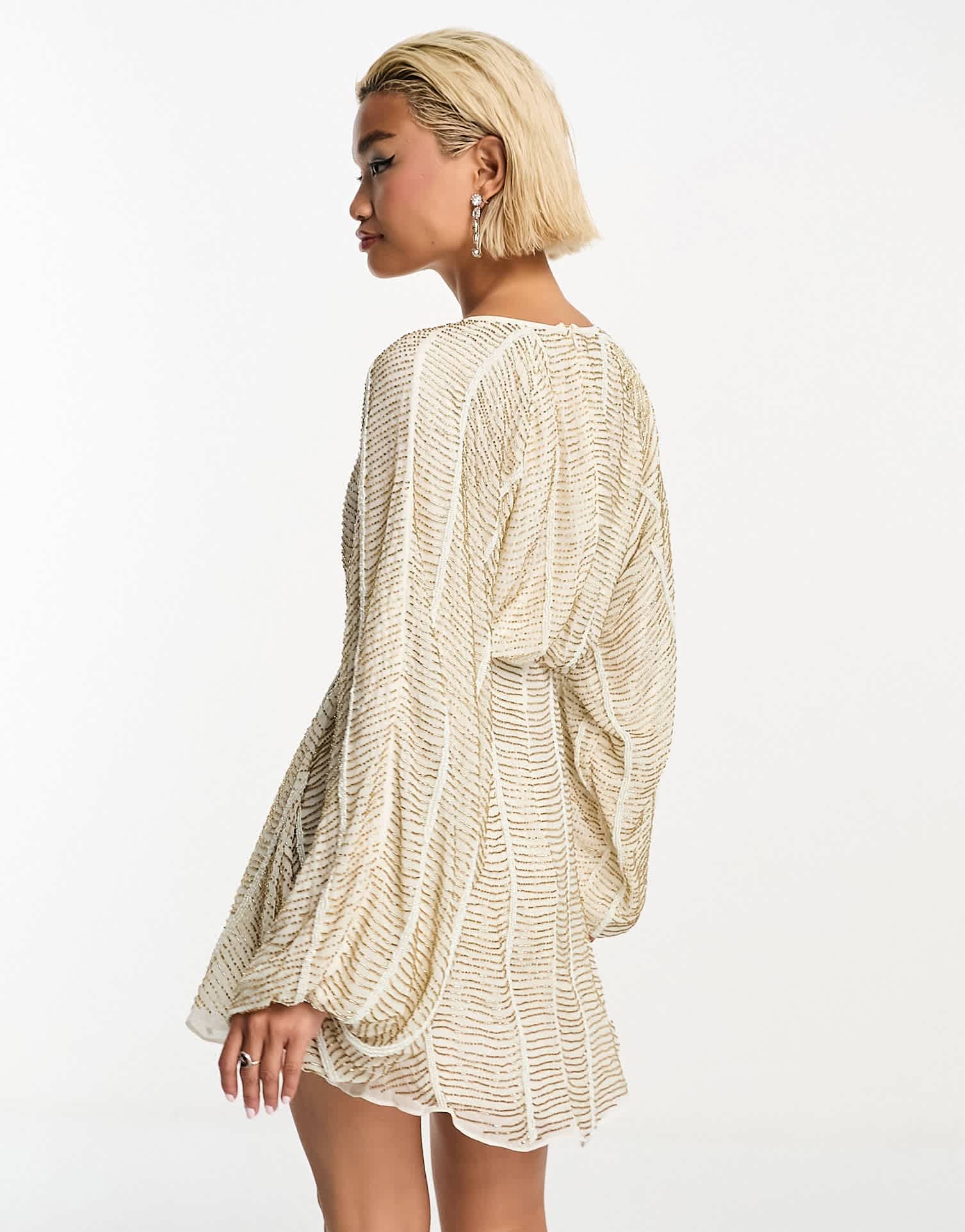 ASOS DESIGN embellished smock mini dress with gold linear embellishment - ASOS Sample Sale EU Store