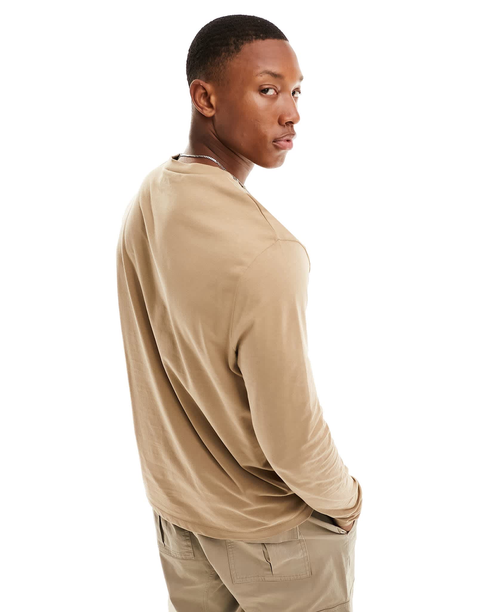 ASOS DESIGN essential long sleeve crew neck t-shirt in tan - ASOS Sample Sale EU Store