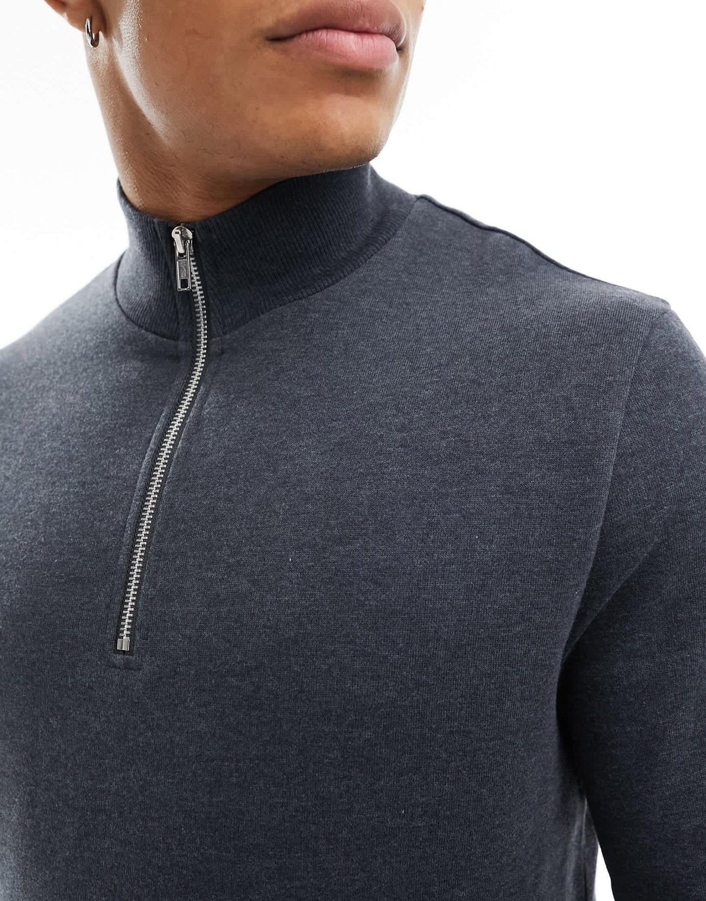 ASOS DESIGN essential sweatshirt with quarter zip in grey - ASOS Sample Sale EU Store