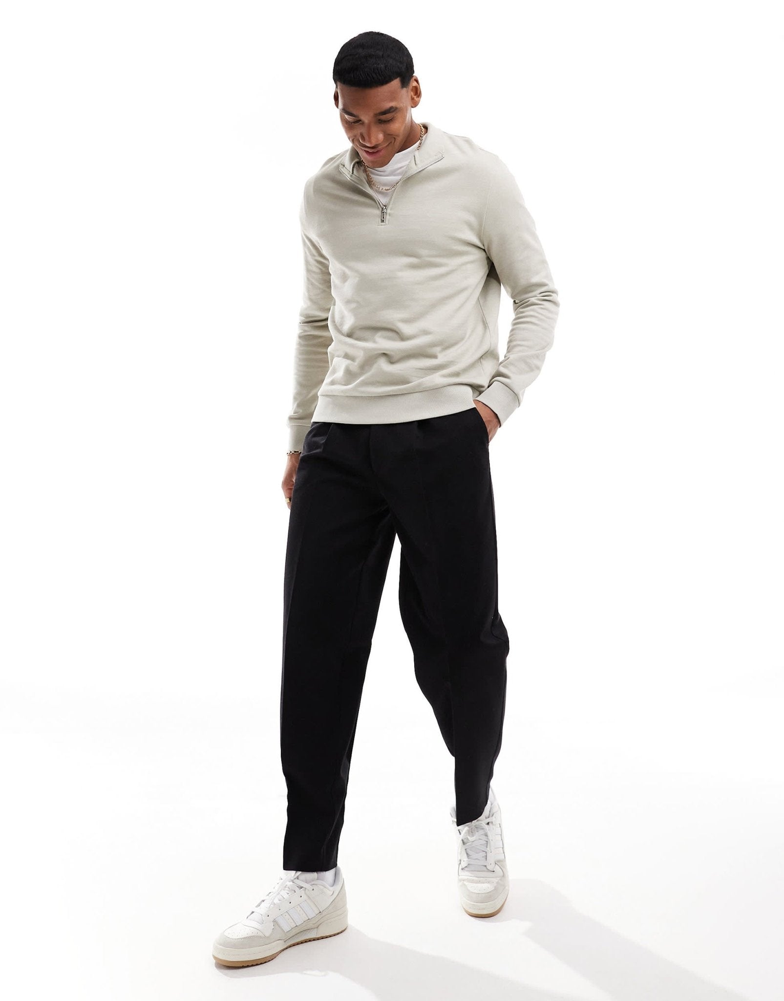 ASOS DESIGN essential sweatshirt with quarter zip in grey - ASOS Sample Sale EU Store