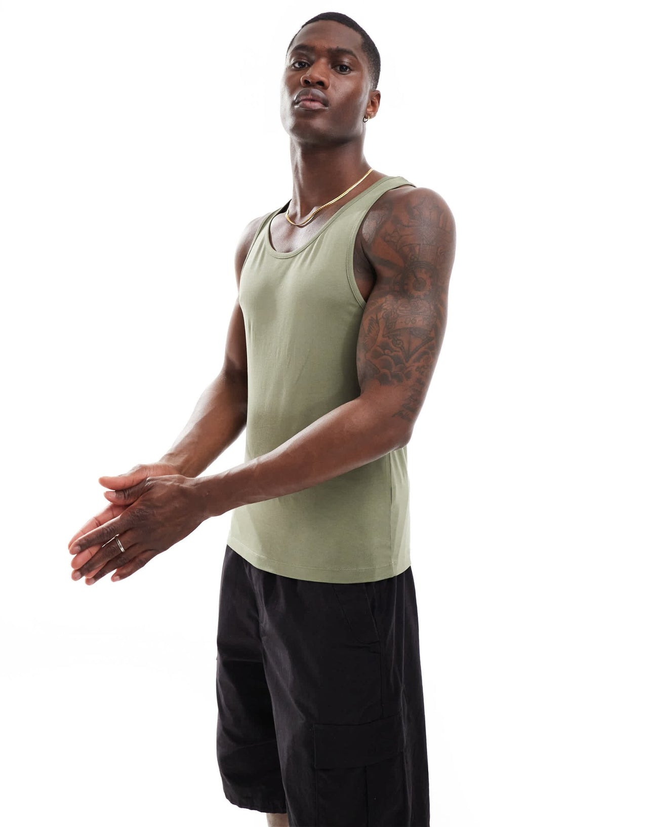 ASOS DESIGN essentials muscle fit vest in khaki - ASOS Sample Sale EU Store