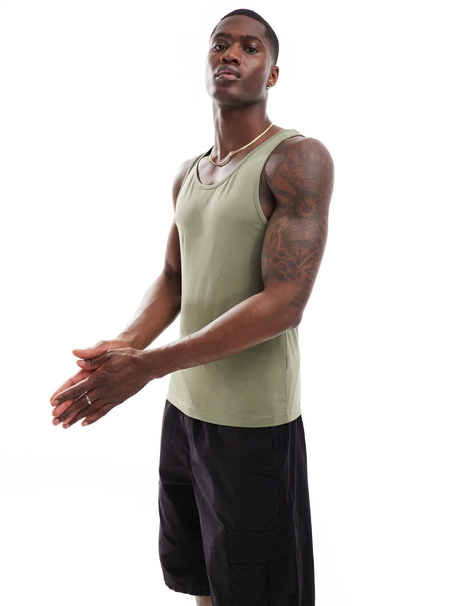 ASOS DESIGN essentials muscle fit vest in khaki - ASOS Sample Sale EU Store