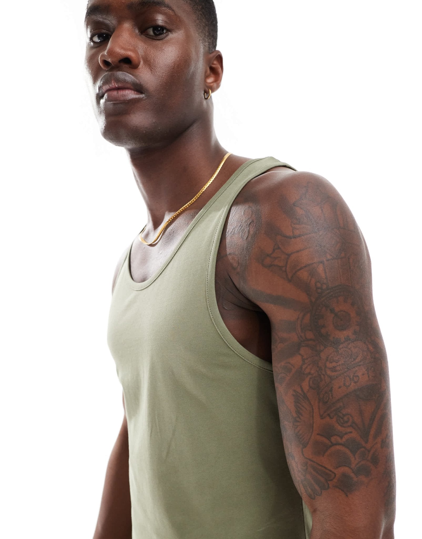 ASOS DESIGN essentials muscle fit vest in khaki - ASOS Sample Sale EU Store