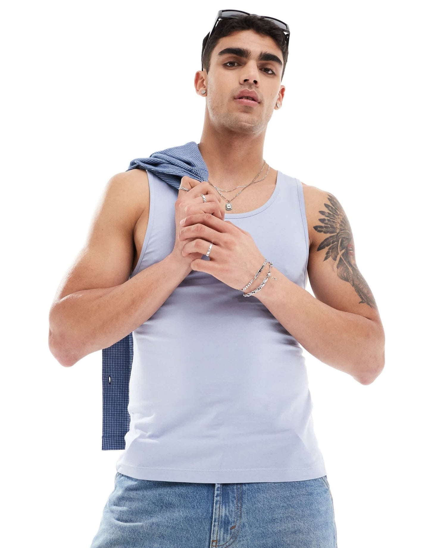 ASOS DESIGN essentials muscle fit vest in light blue - ASOS Sample Sale EU Store