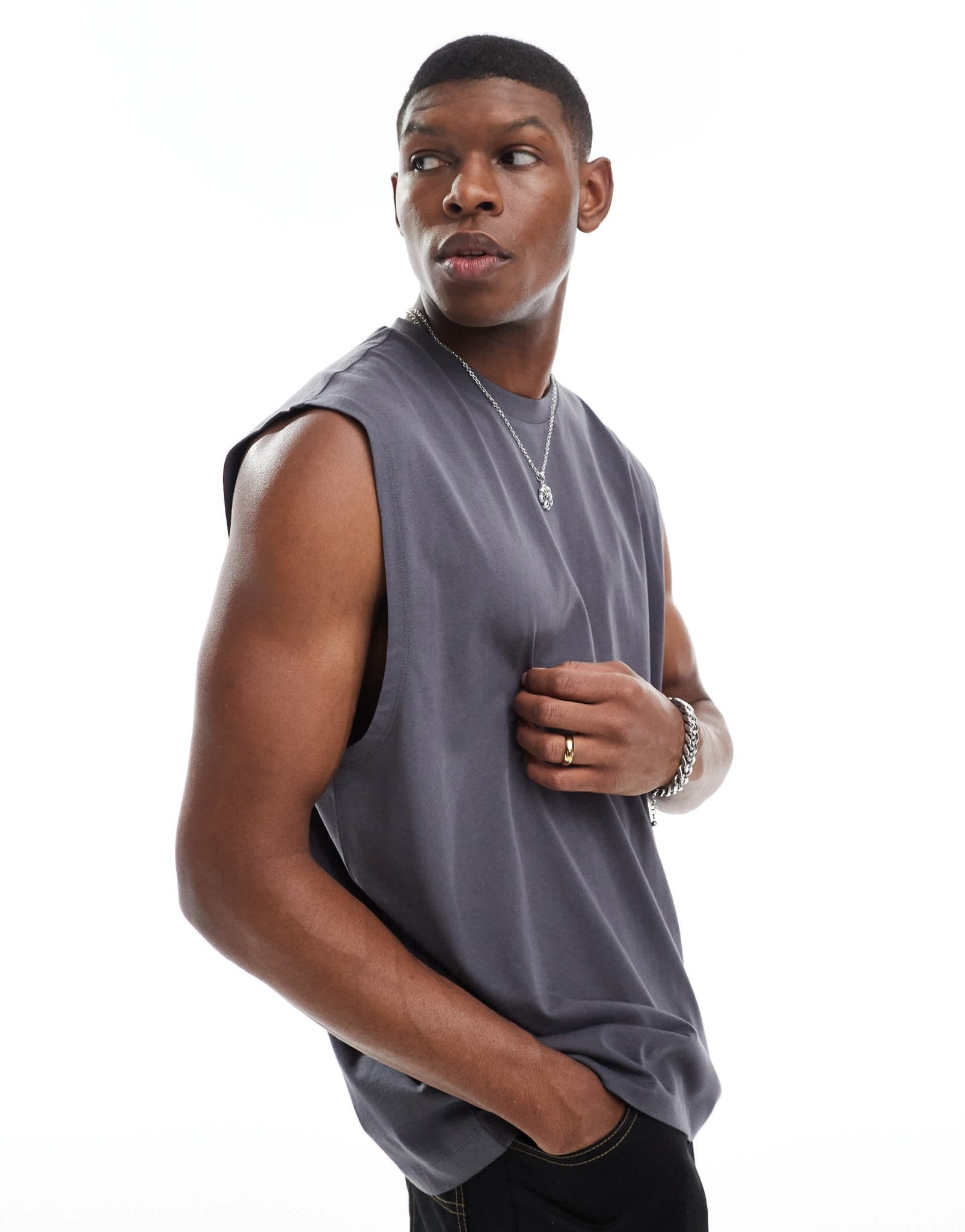 ASOS DESIGN Essentials oversized tank in charcoal - ASOS Sample Sale EU Store