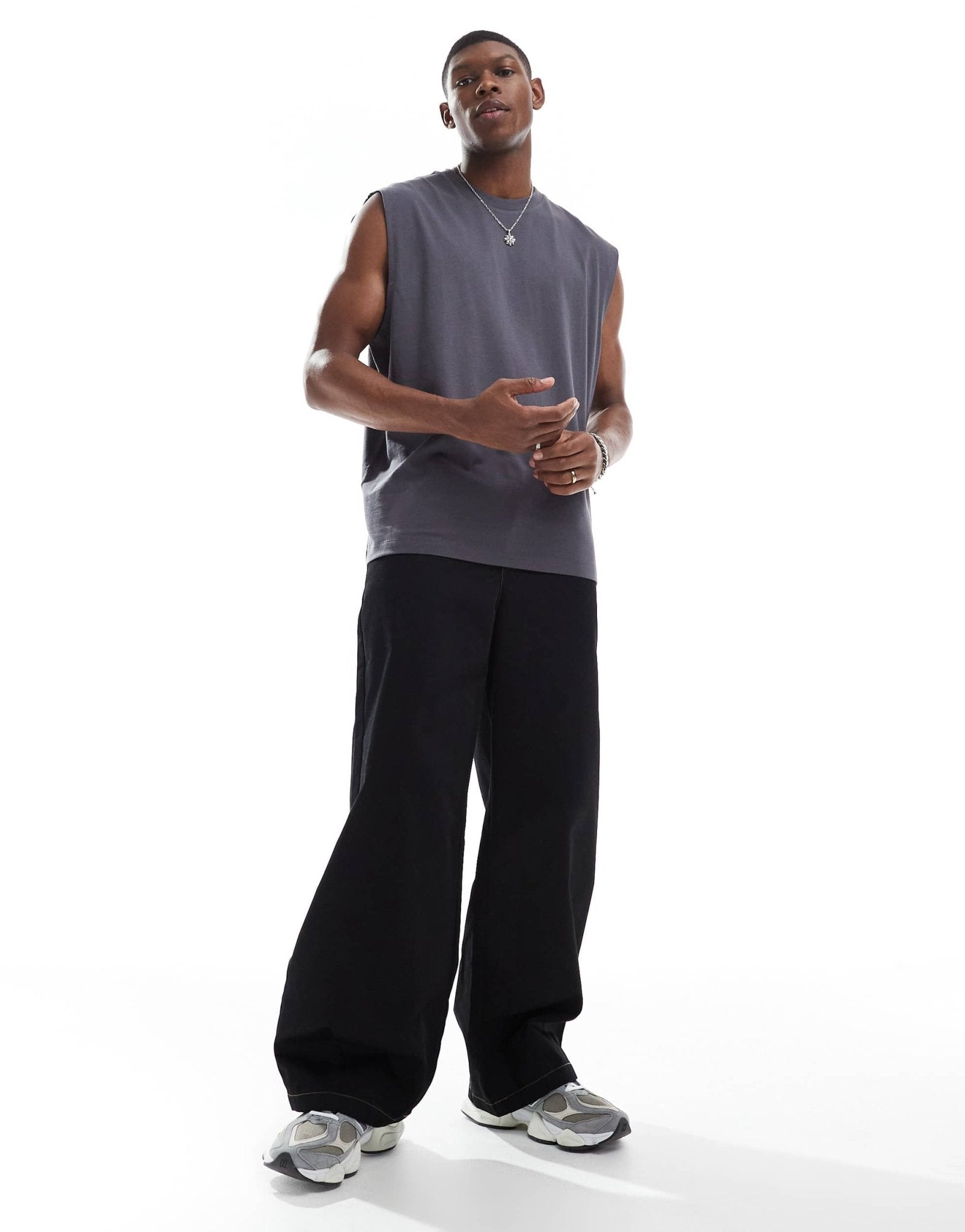 ASOS DESIGN Essentials oversized tank in charcoal - ASOS Sample Sale EU Store