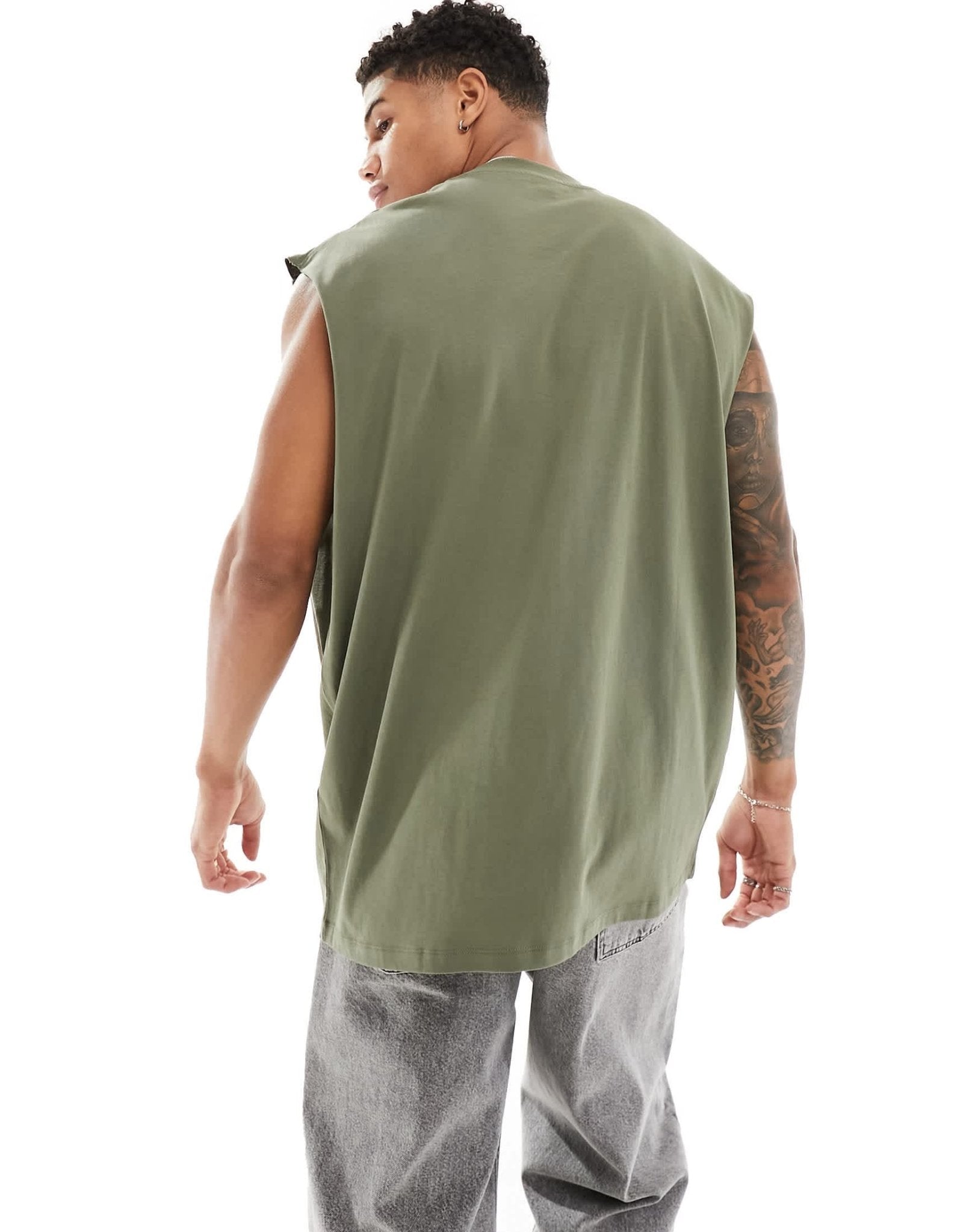 ASOS DESIGN essentials oversized tank in khaki - ASOS Sample Sale EU Store