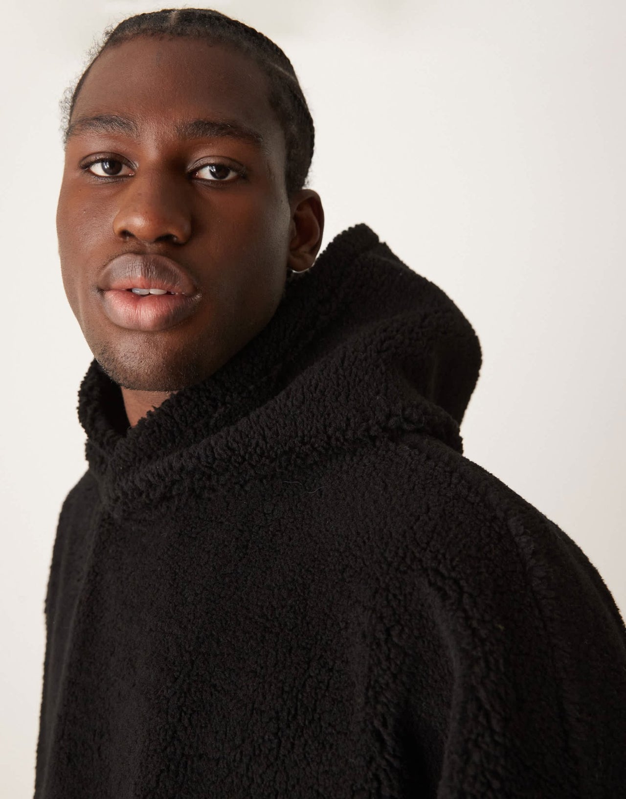 ASOS DESIGN extreme oversized cropped hoodie in borg in black - ASOS Sample Sale EU Store