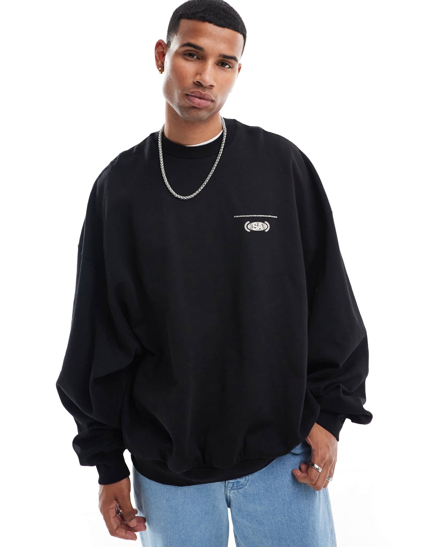 ASOS DESIGN extreme oversized sweatshirt with print detail in black - ASOS Sample Sale EU Store