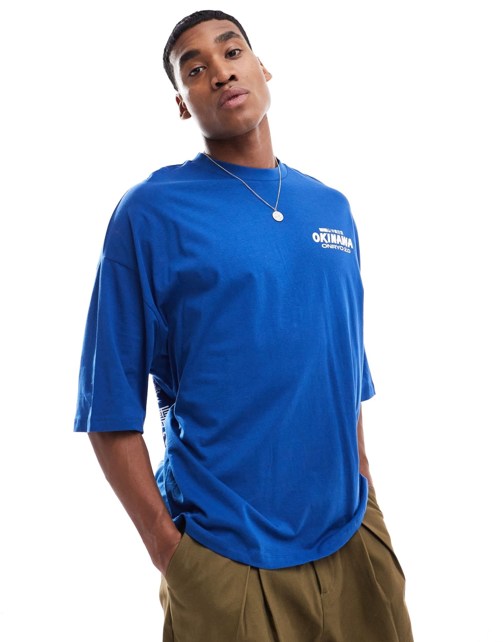 ASOS DESIGN extreme oversized t-shirt with car chest and back print in blue - ASOS Sample Sale EU Store