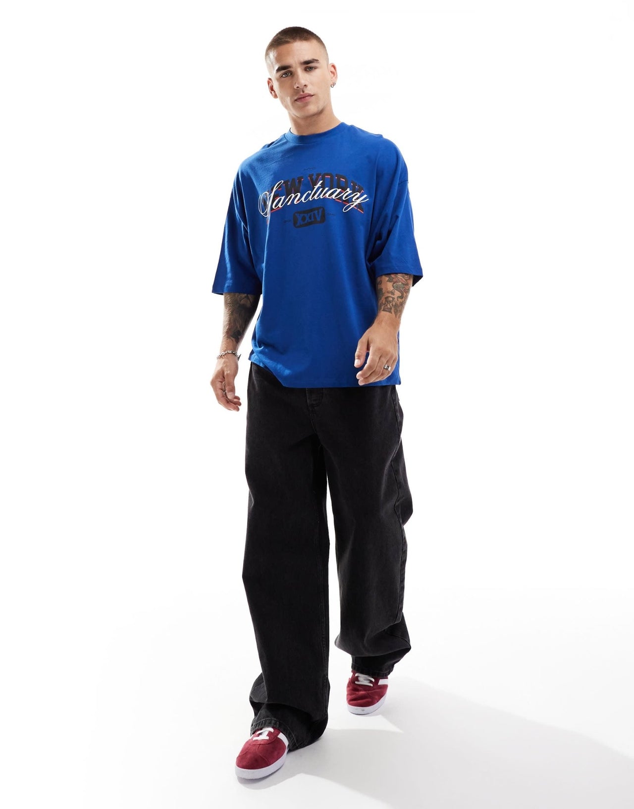ASOS DESIGN extreme oversized t-shirt with city front print in blue - ASOS Sample Sale EU Store