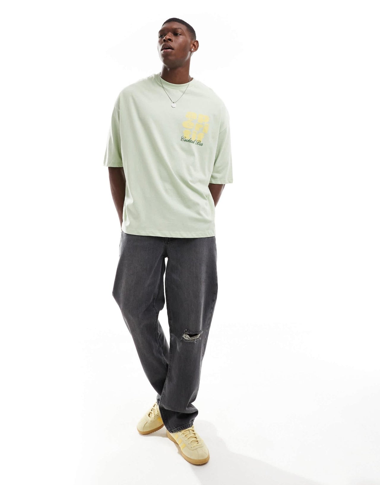 ASOS DESIGN extreme oversized t-shirt with cocktail chest and back print in light green - ASOS Sample Sale EU Store