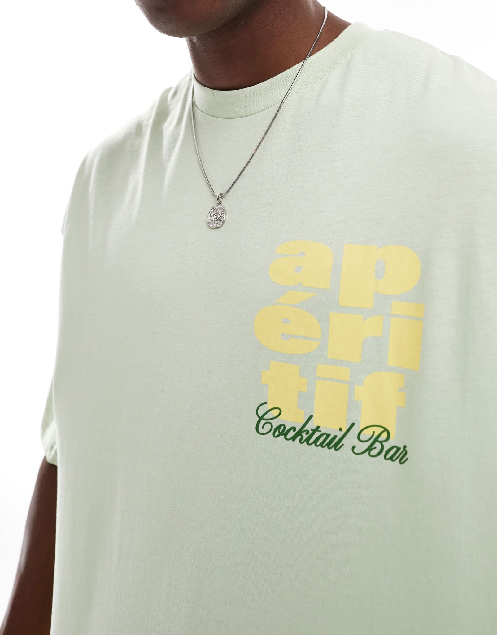 ASOS DESIGN extreme oversized t-shirt with cocktail chest and back print in light green - ASOS Sample Sale EU Store