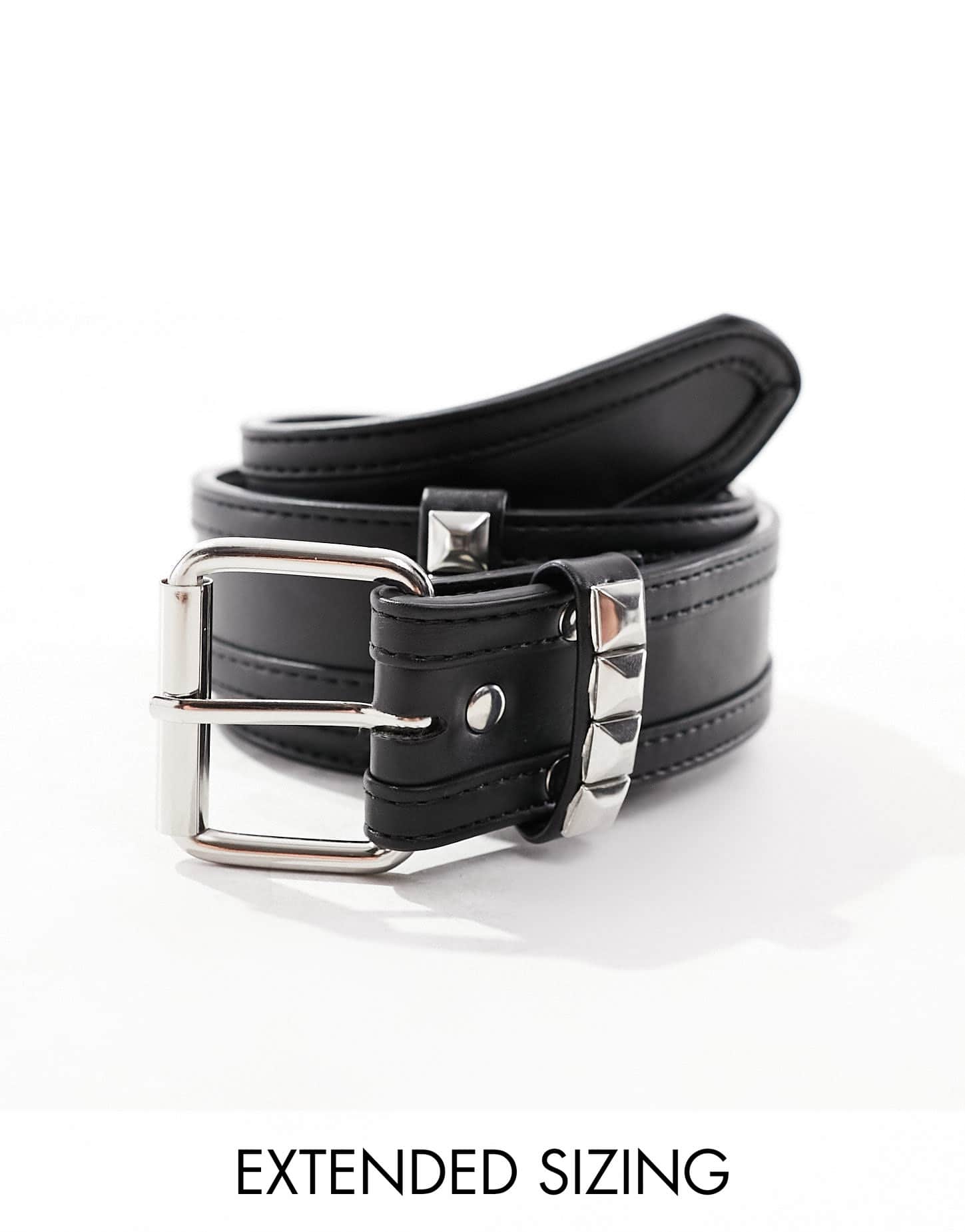 ASOS DESIGN faux leather belt with metal loop detail in black - ASOS Sample Sale EU Store