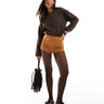 Shorts micro mini in finta pelle scamosciata ASOS DESIGN coordinati in color cuoio