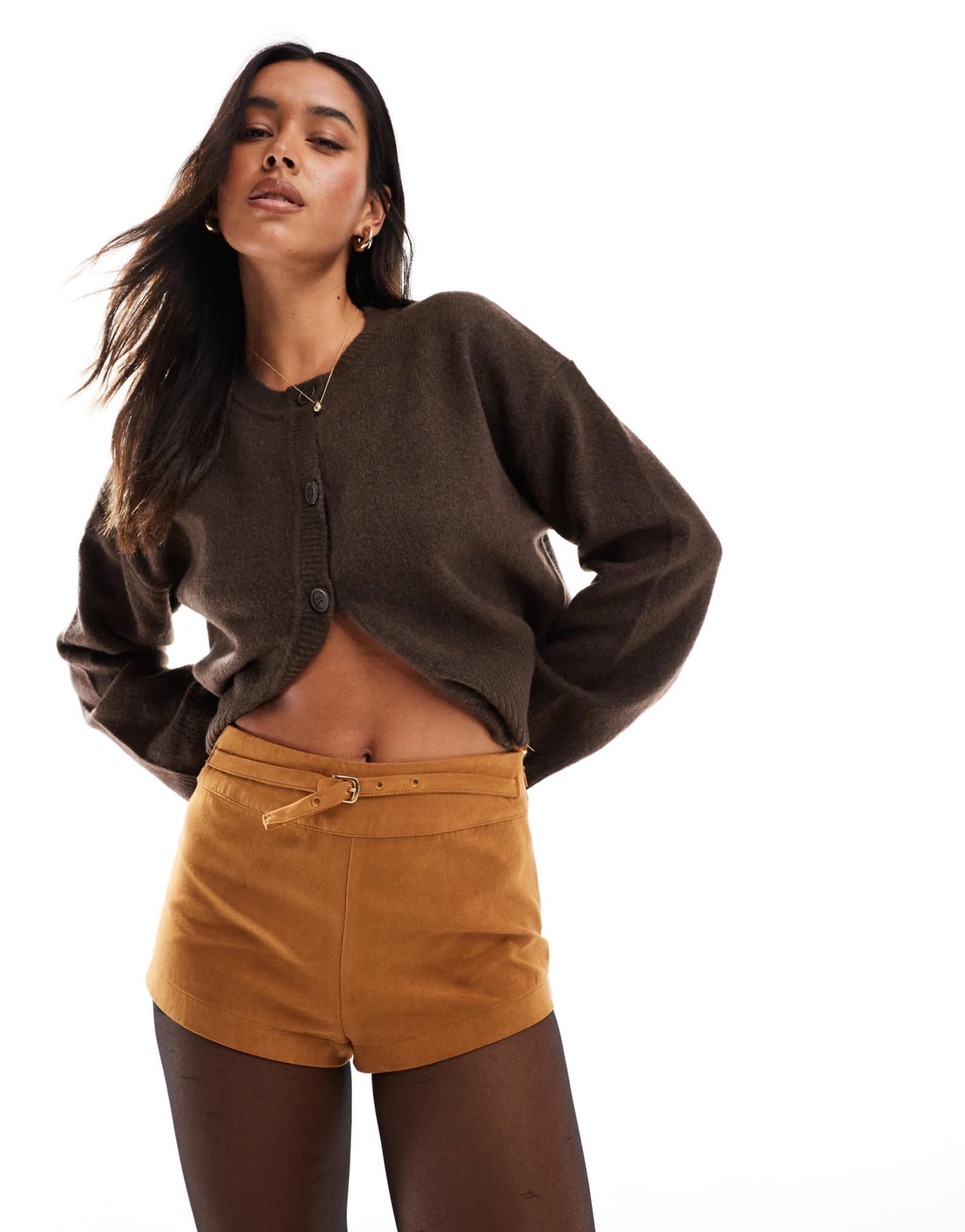 ASOS DESIGN faux suede micro mini short co - ord in tan - ASOS Sample Sale EU Store