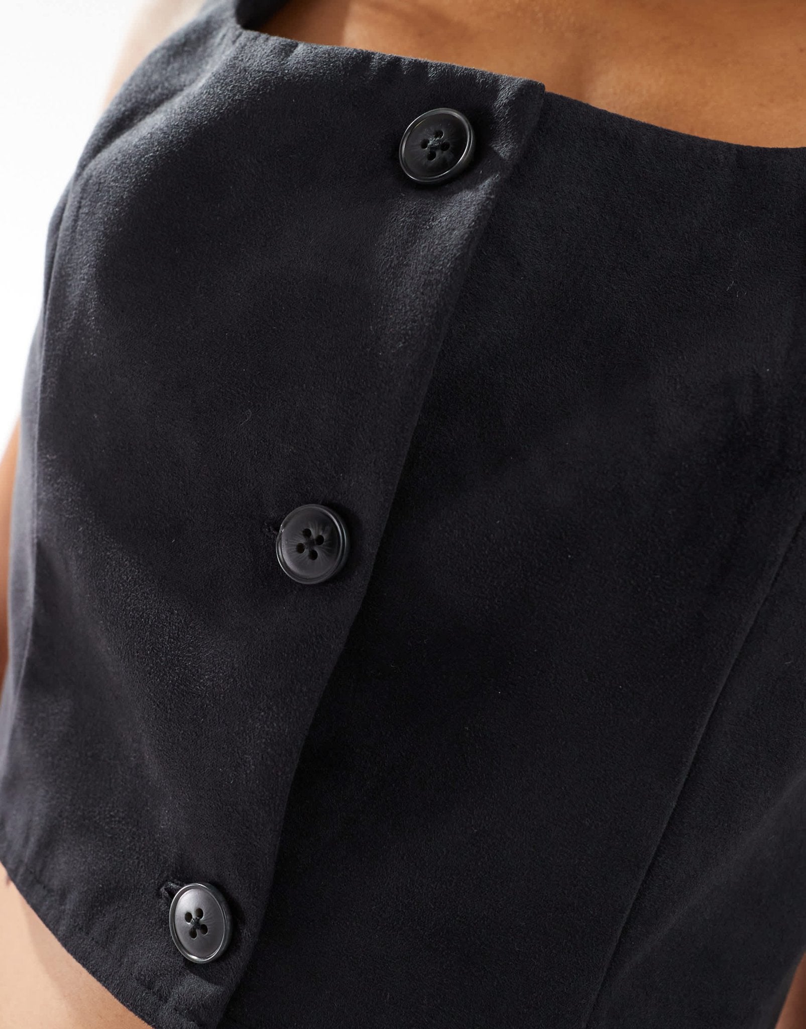 ASOS DESIGN faux suede square neck top co - ord in black - ASOS Sample Sale EU Store