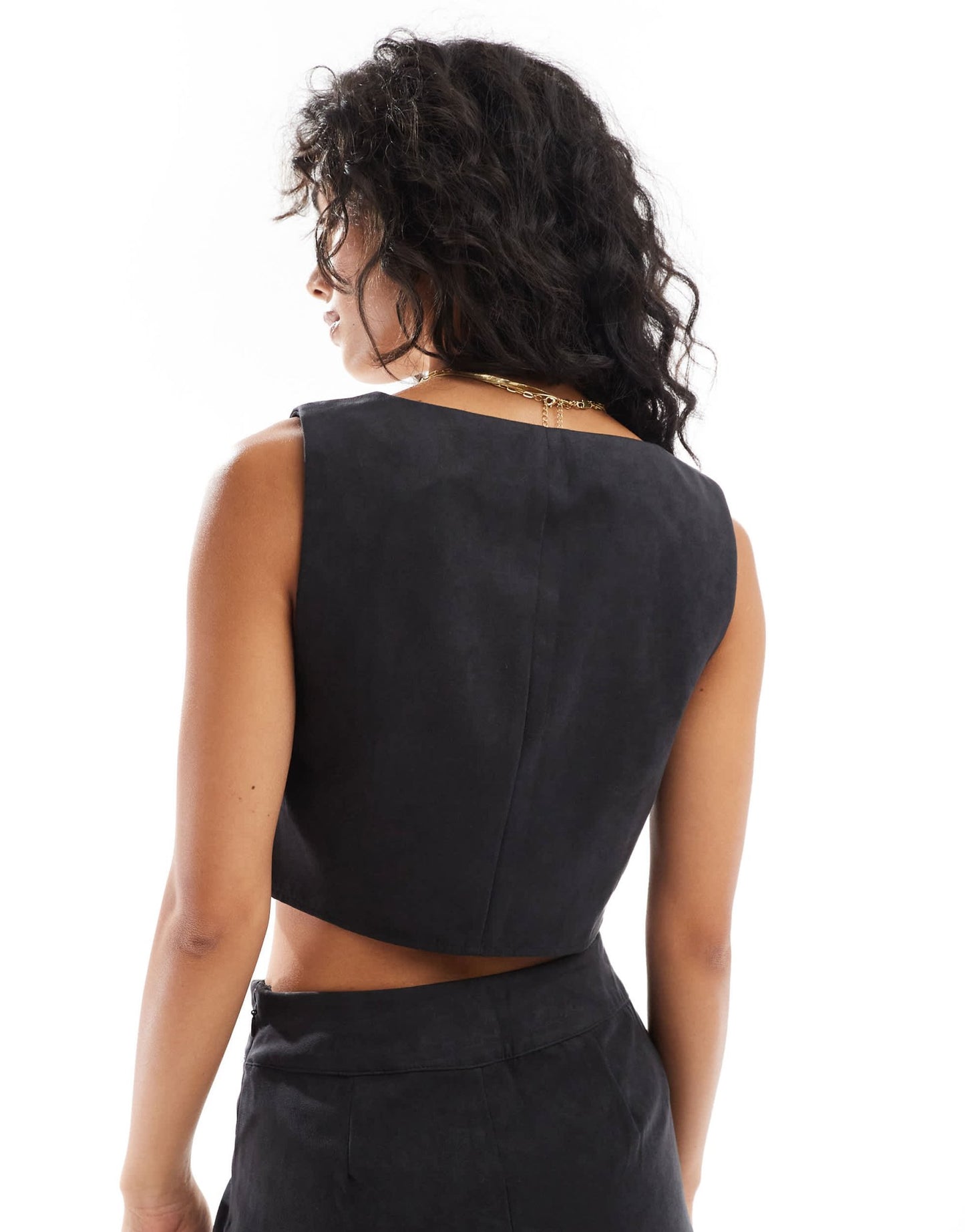 ASOS DESIGN faux suede square neck top co - ord in black - ASOS Sample Sale EU Store