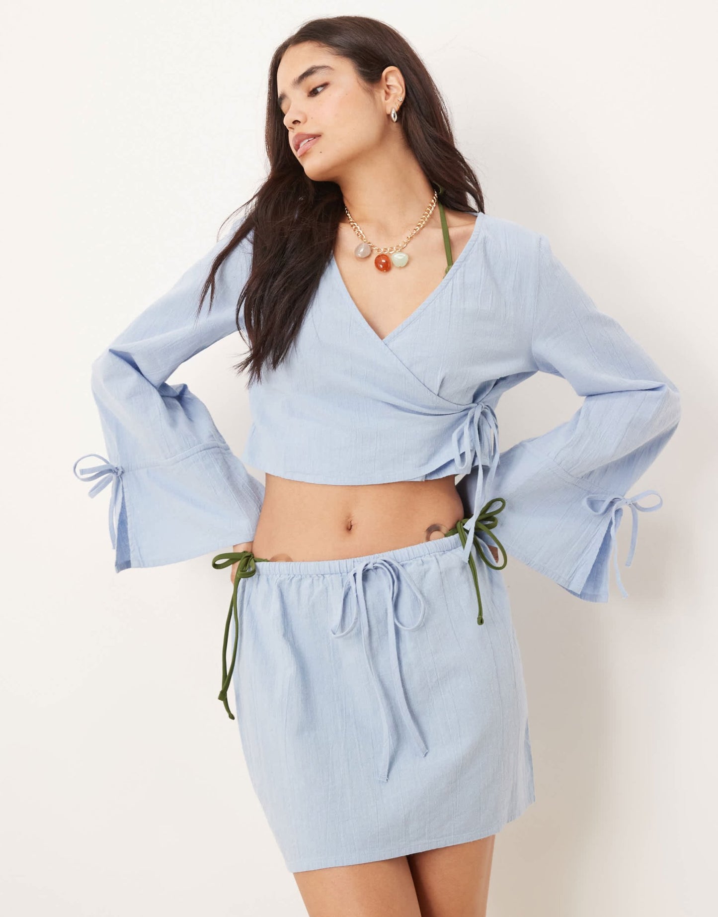 ASOS DESIGN Fern mini beach skirt in ice blue - ASOS Sample Sale EU Store